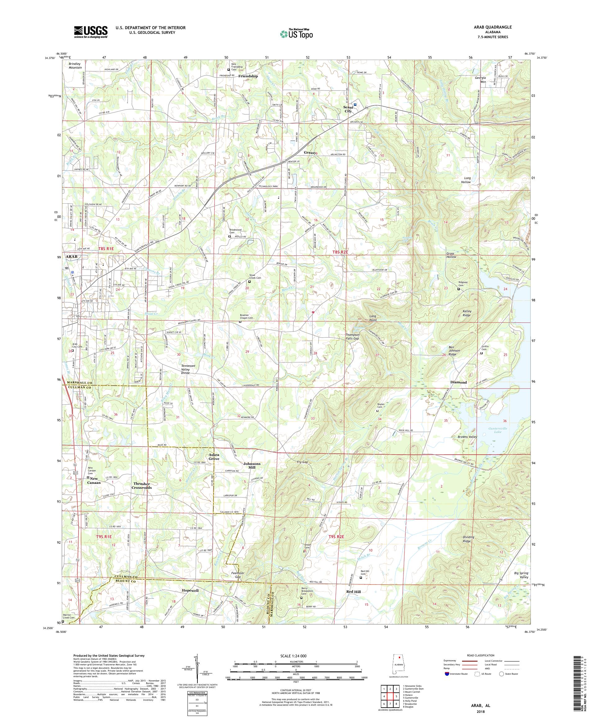MyTopo Arab, Alabama USGS Quad Topo Map
