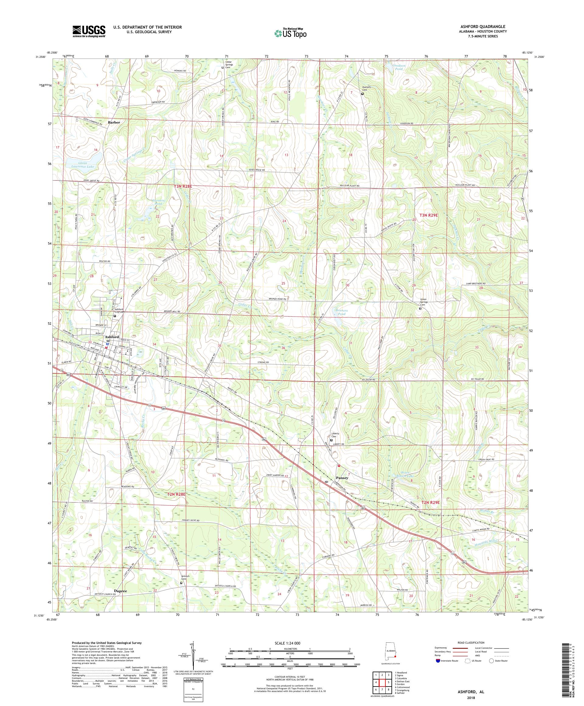 MyTopo Ashford, Alabama USGS Quad Topo Map