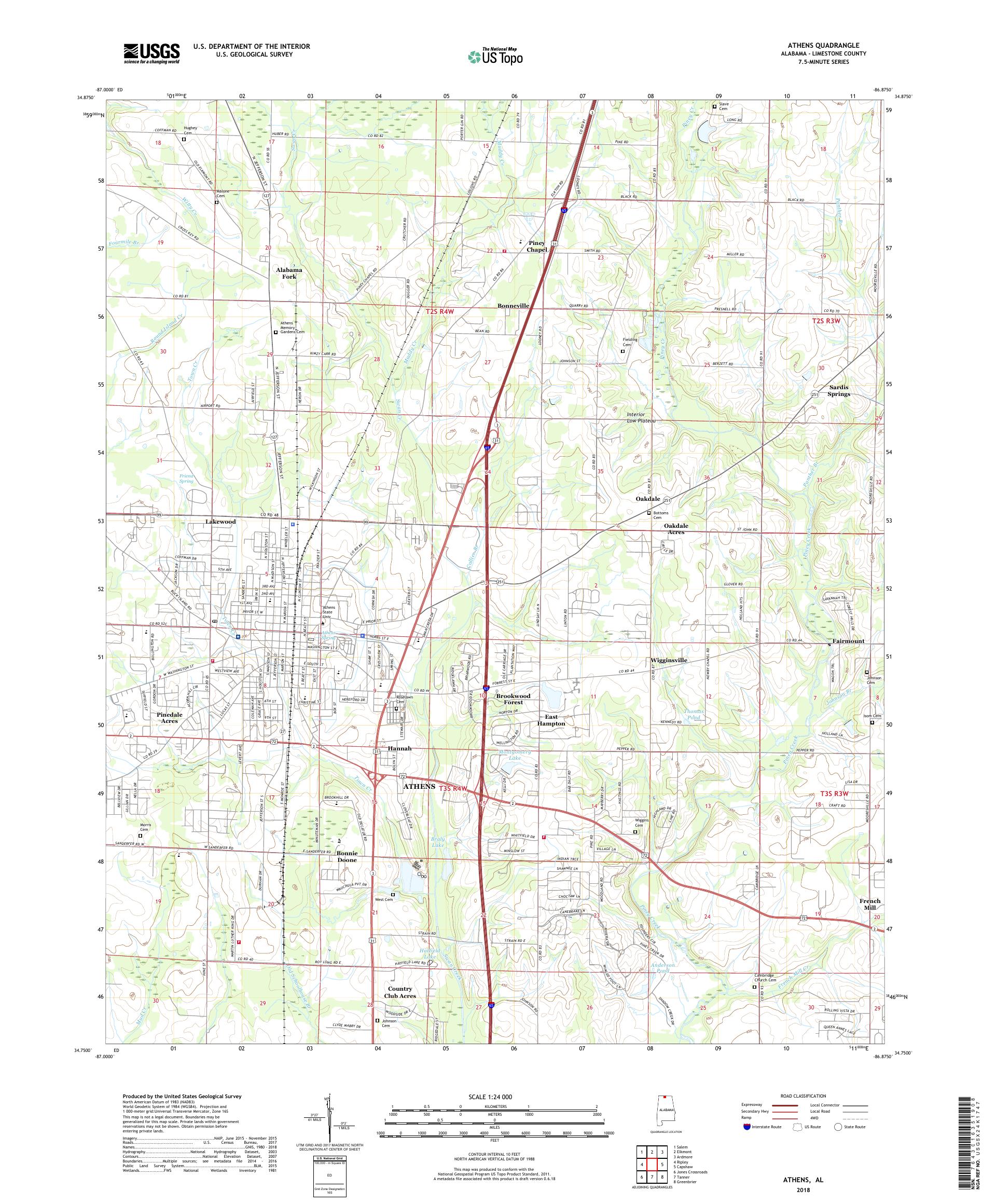MyTopo Athens, Alabama USGS Quad Topo Map