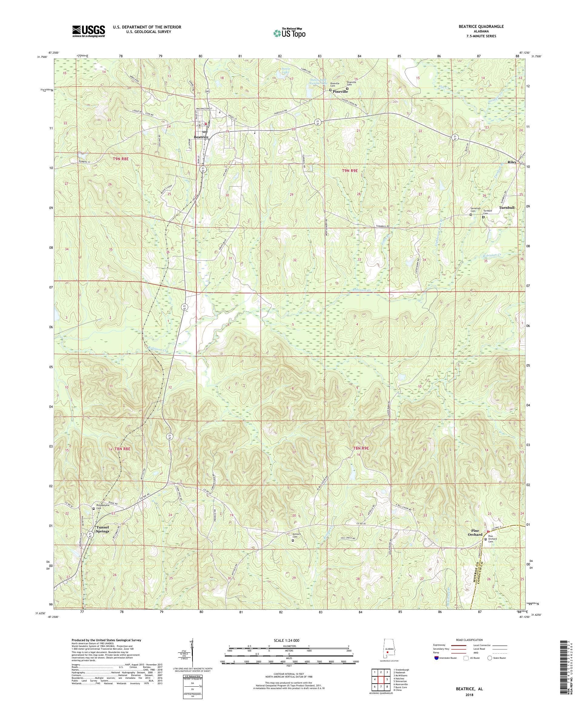MyTopo Beatrice, Alabama USGS Quad Topo Map