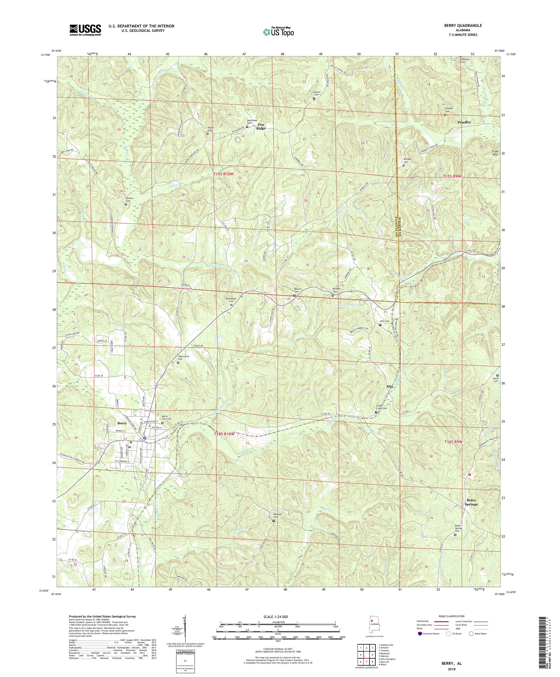 MyTopo Berry, Alabama USGS Quad Topo Map