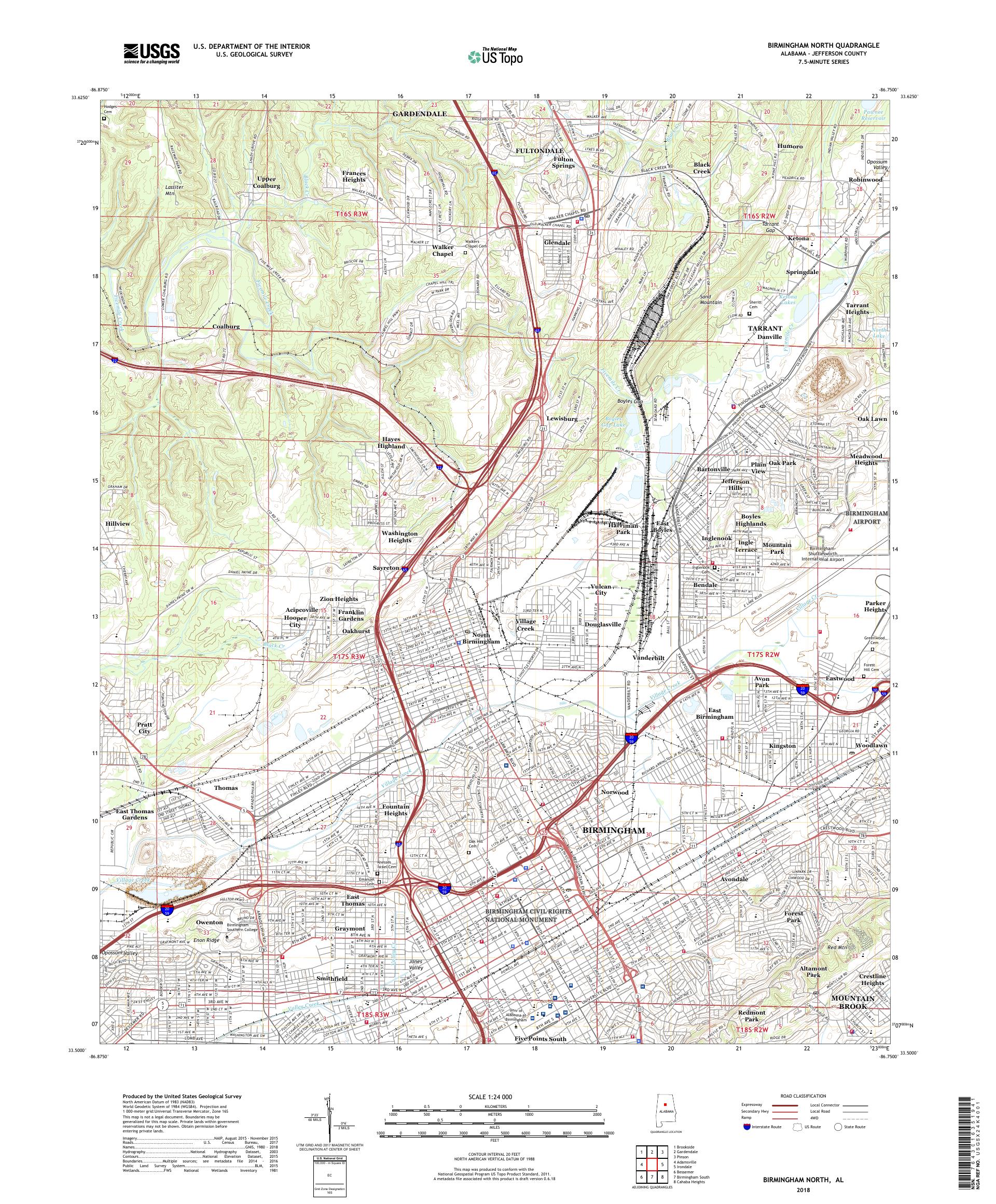 MyTopo Birmingham North, Alabama USGS Quad Topo Map