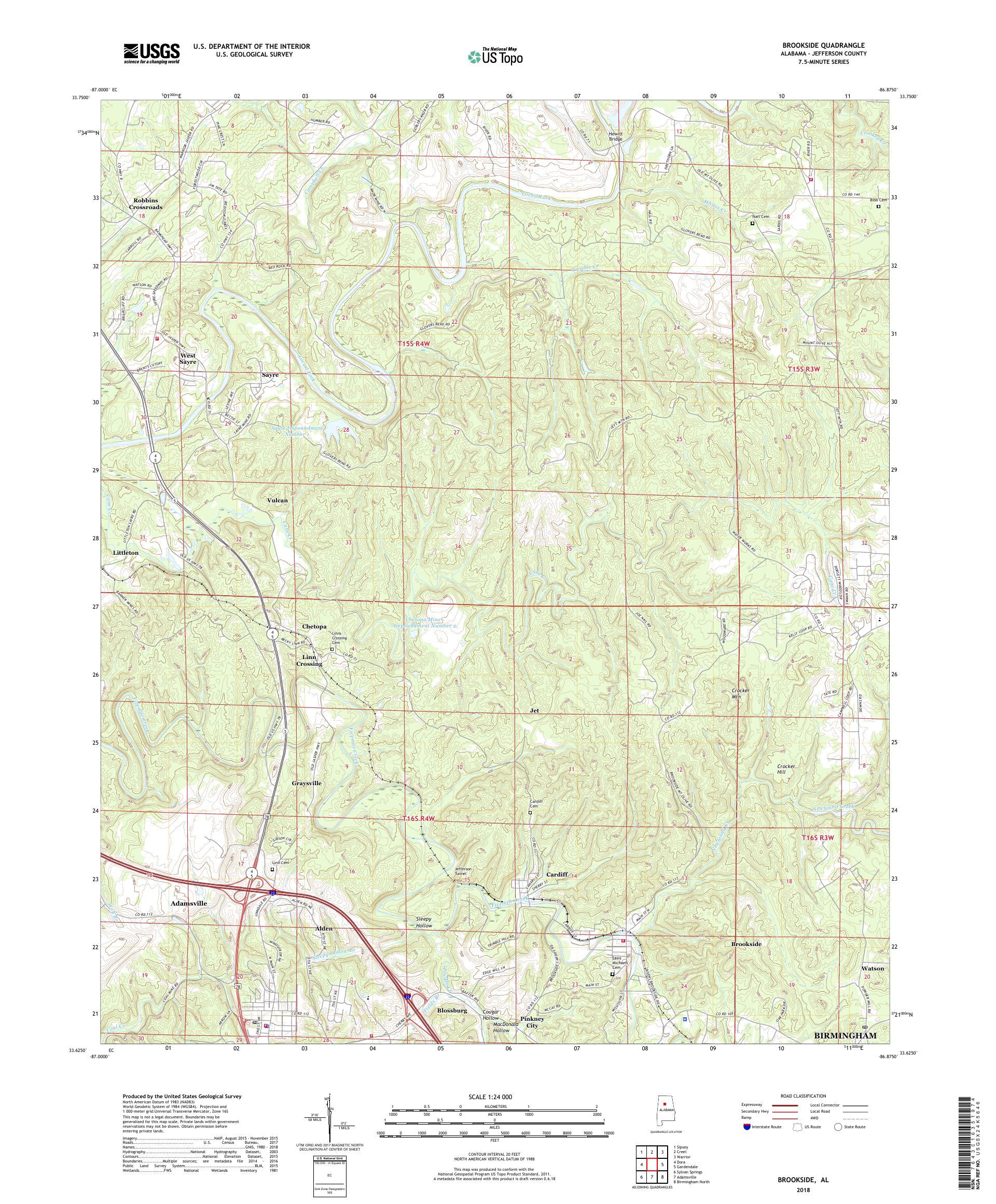MyTopo Brookside, Alabama USGS Quad Topo Map