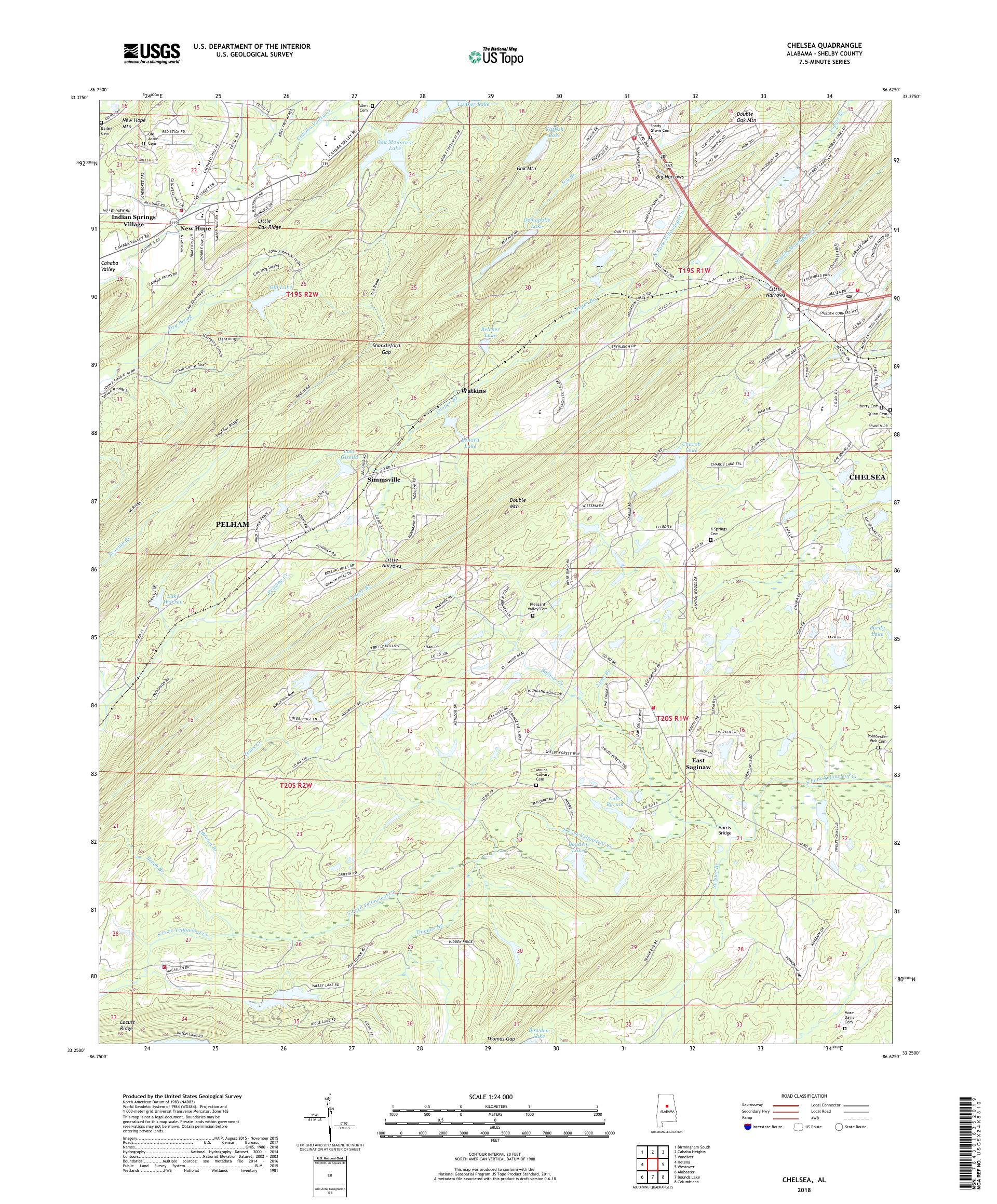 MyTopo Chelsea, Alabama USGS Quad Topo Map