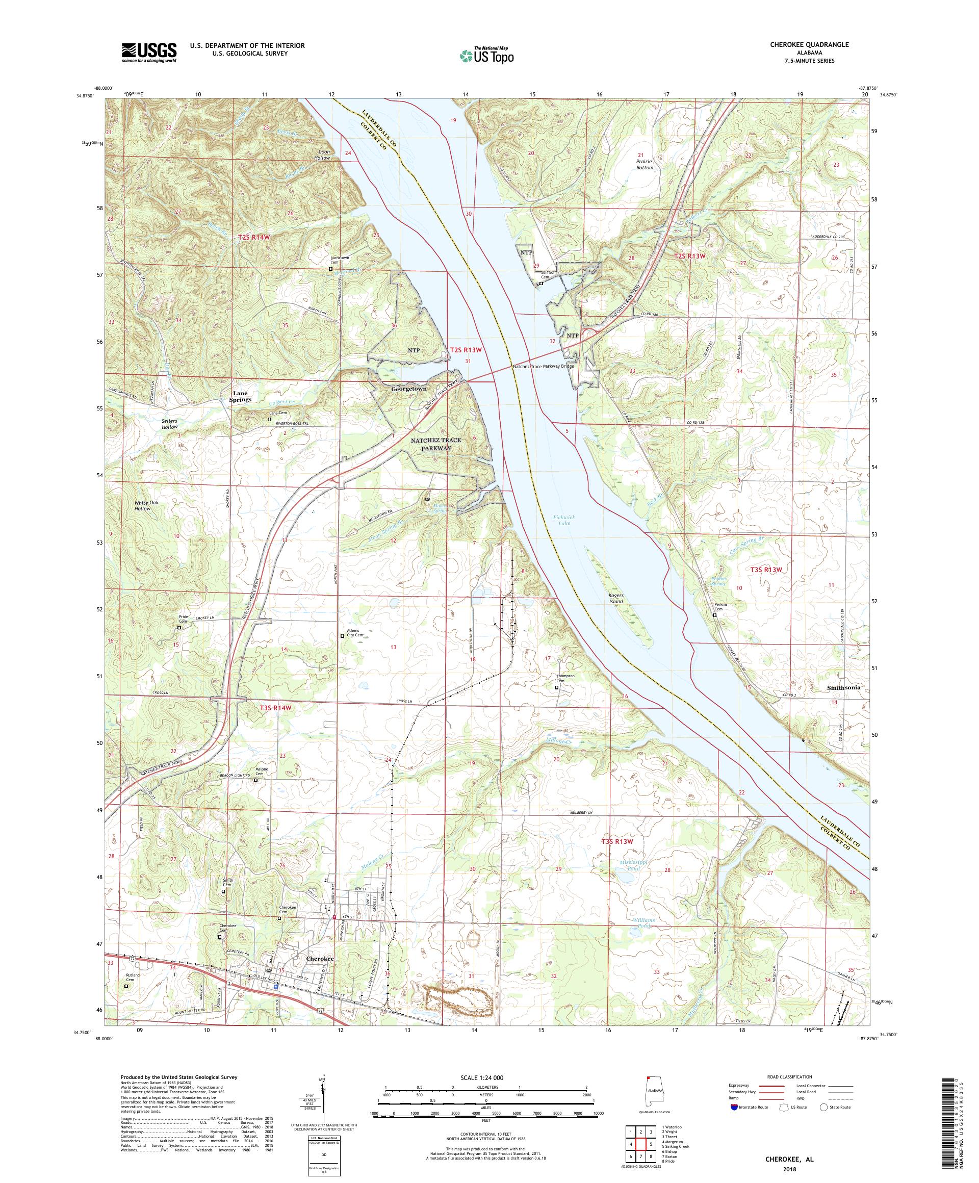 MyTopo Cherokee, Alabama USGS Quad Topo Map