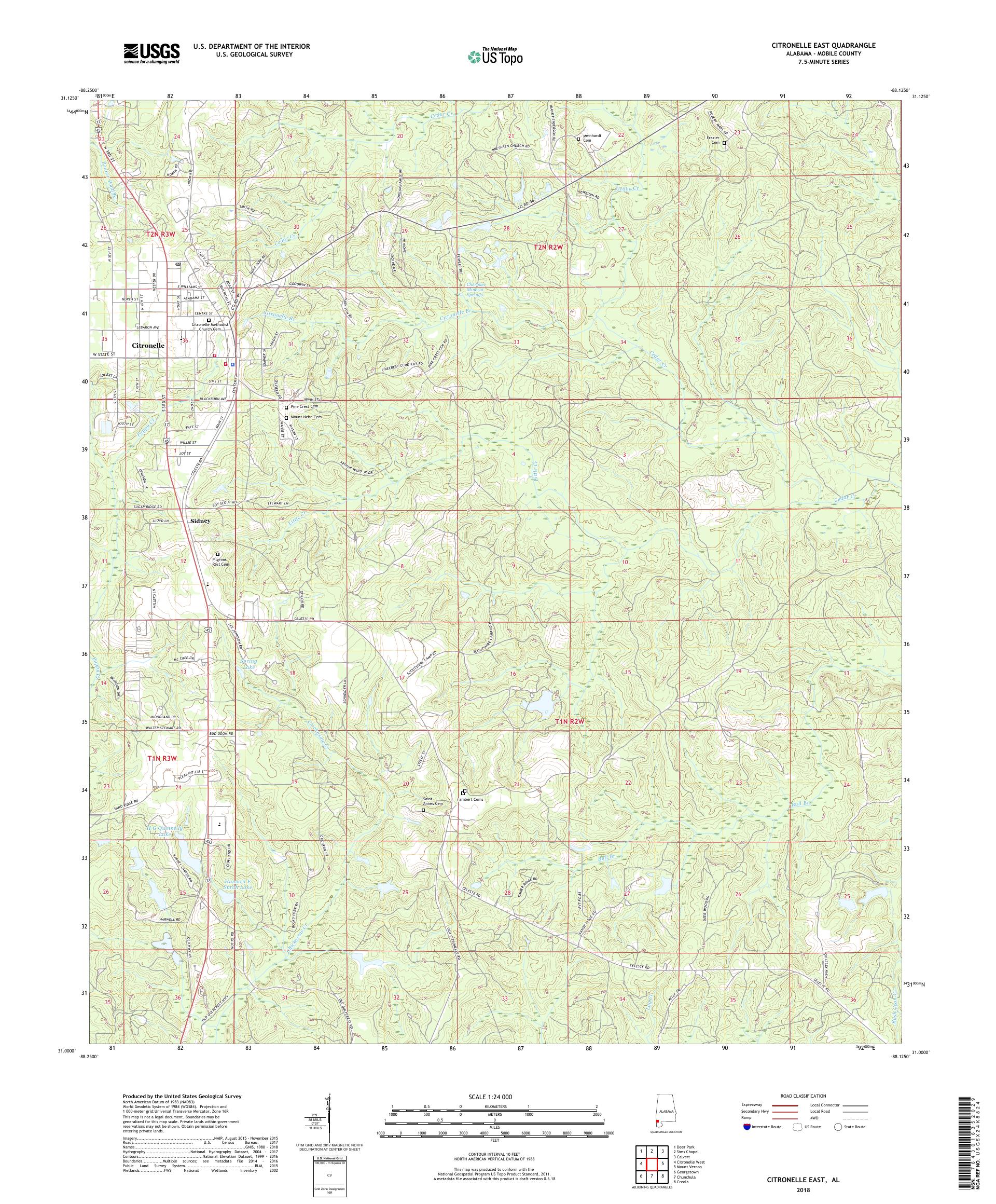 MyTopo Citronelle East, Alabama USGS Quad Topo Map