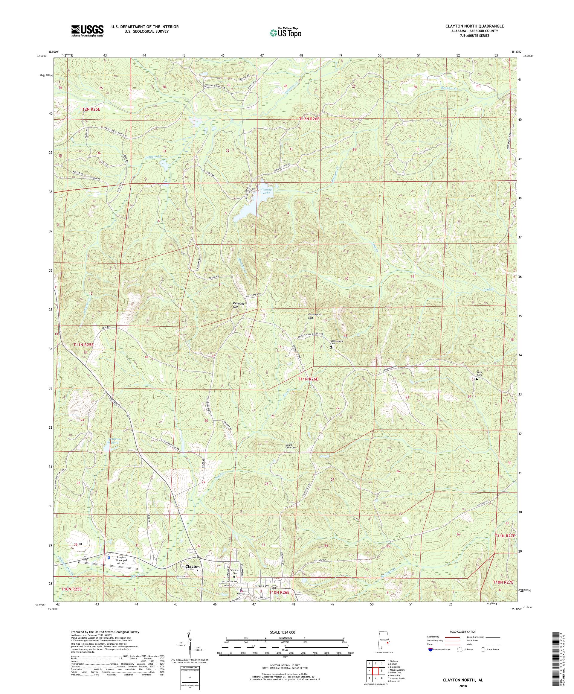 MyTopo Clayton North, Alabama USGS Quad Topo Map