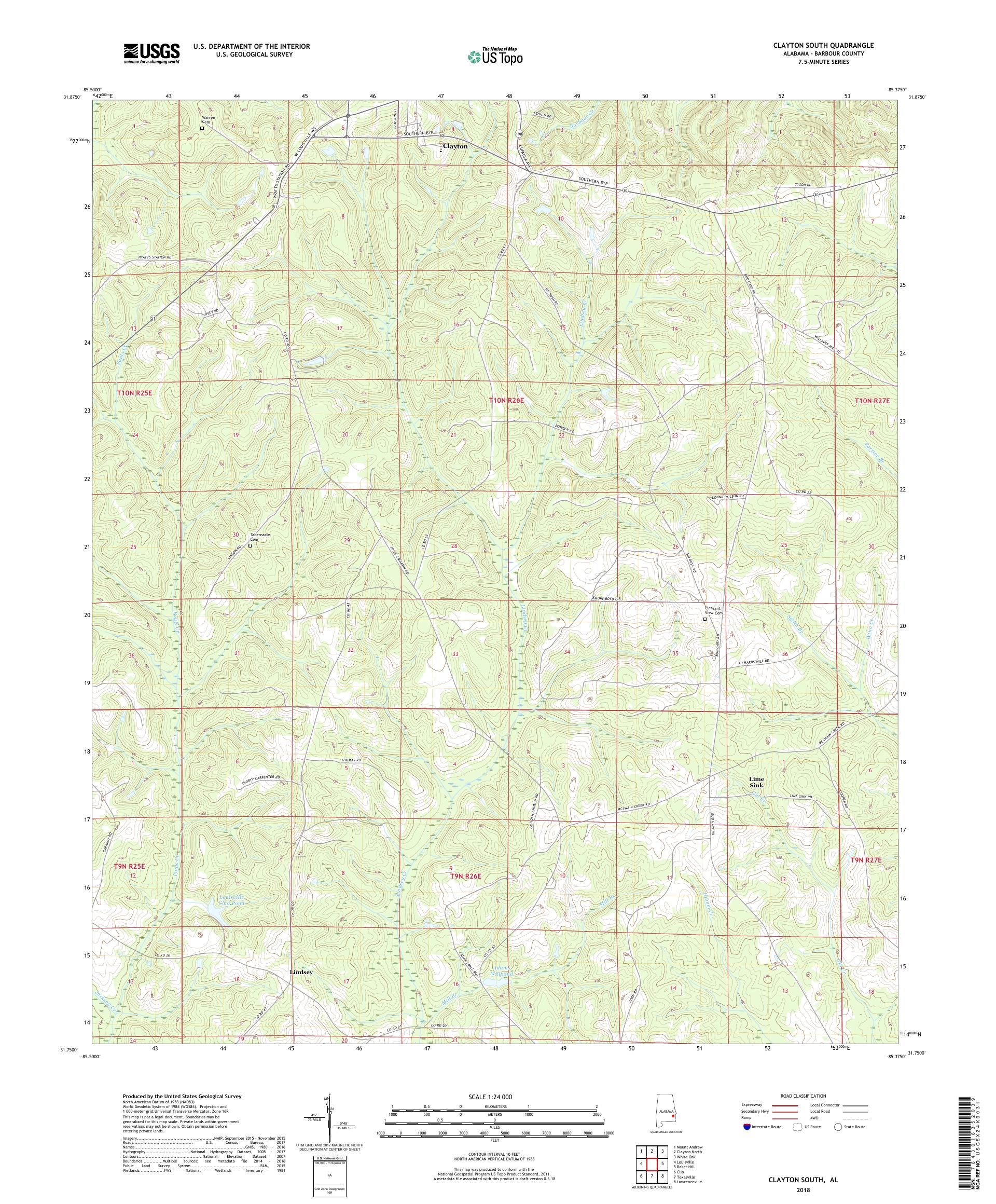 MyTopo Clayton South, Alabama USGS Quad Topo Map