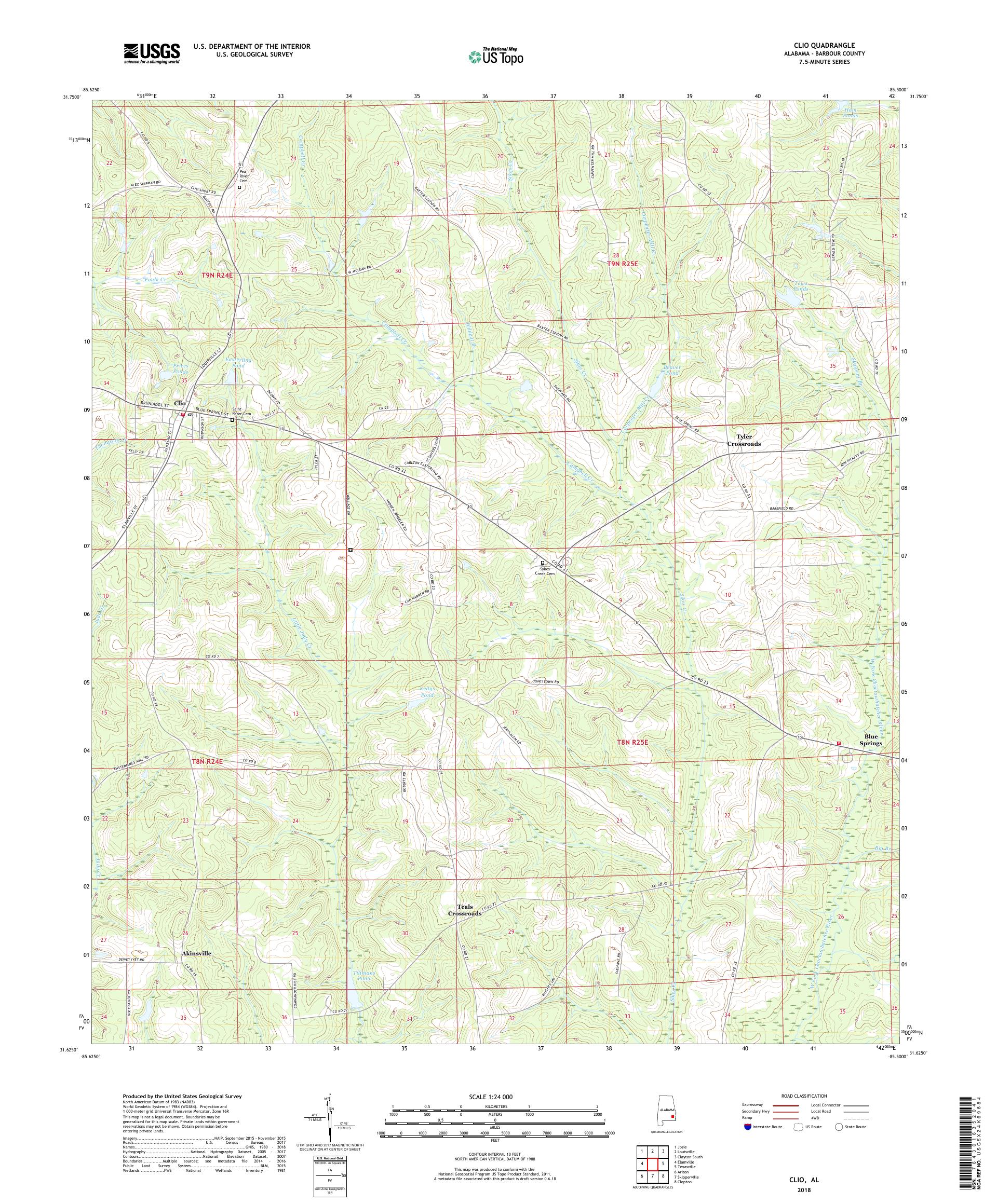 MyTopo Clio, Alabama USGS Quad Topo Map
