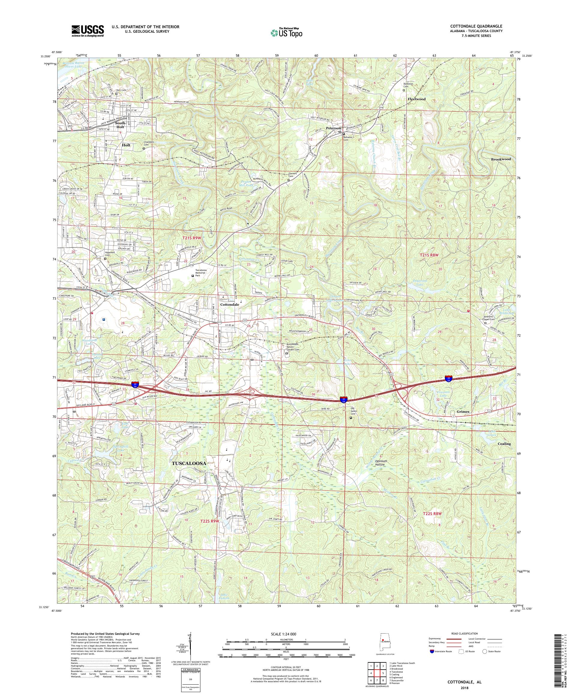 MyTopo Cottondale, Alabama USGS Quad Topo Map