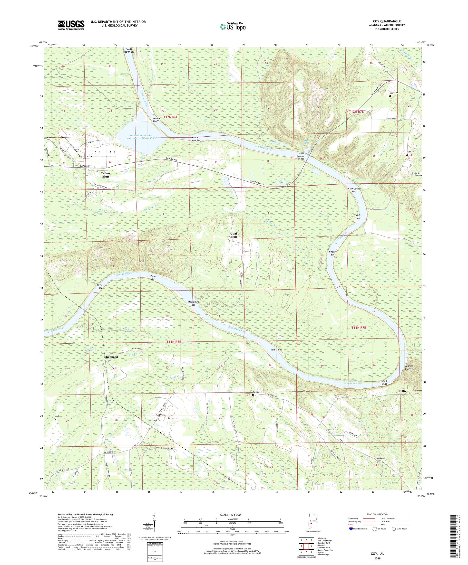 MyTopo Coy, Alabama USGS Quad Topo Map