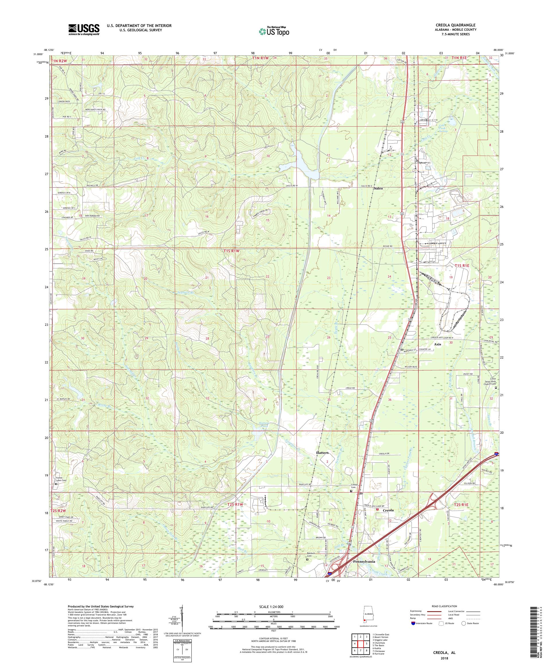 MyTopo Creola, Alabama USGS Quad Topo Map