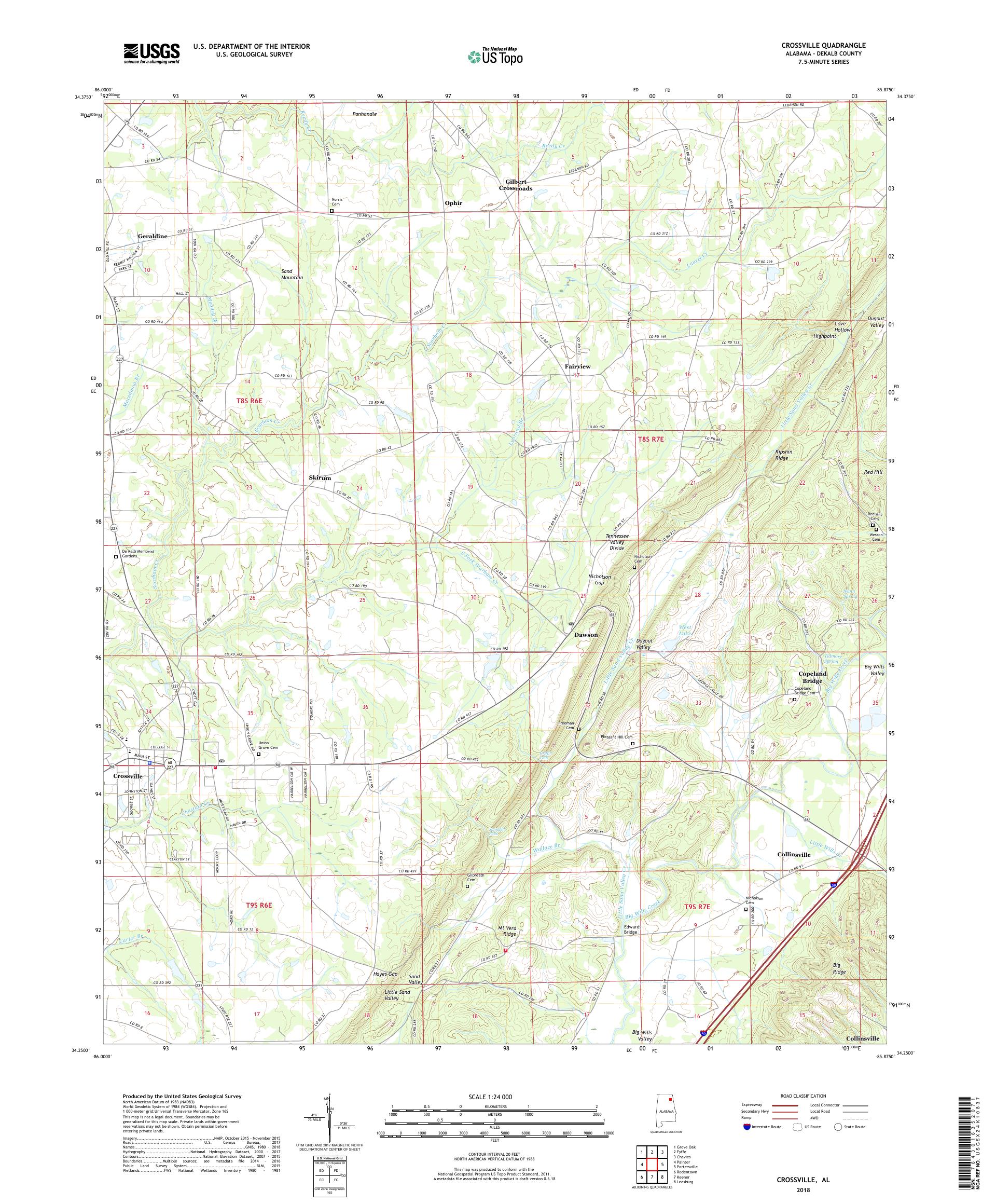 MyTopo Crossville, Alabama USGS Quad Topo Map