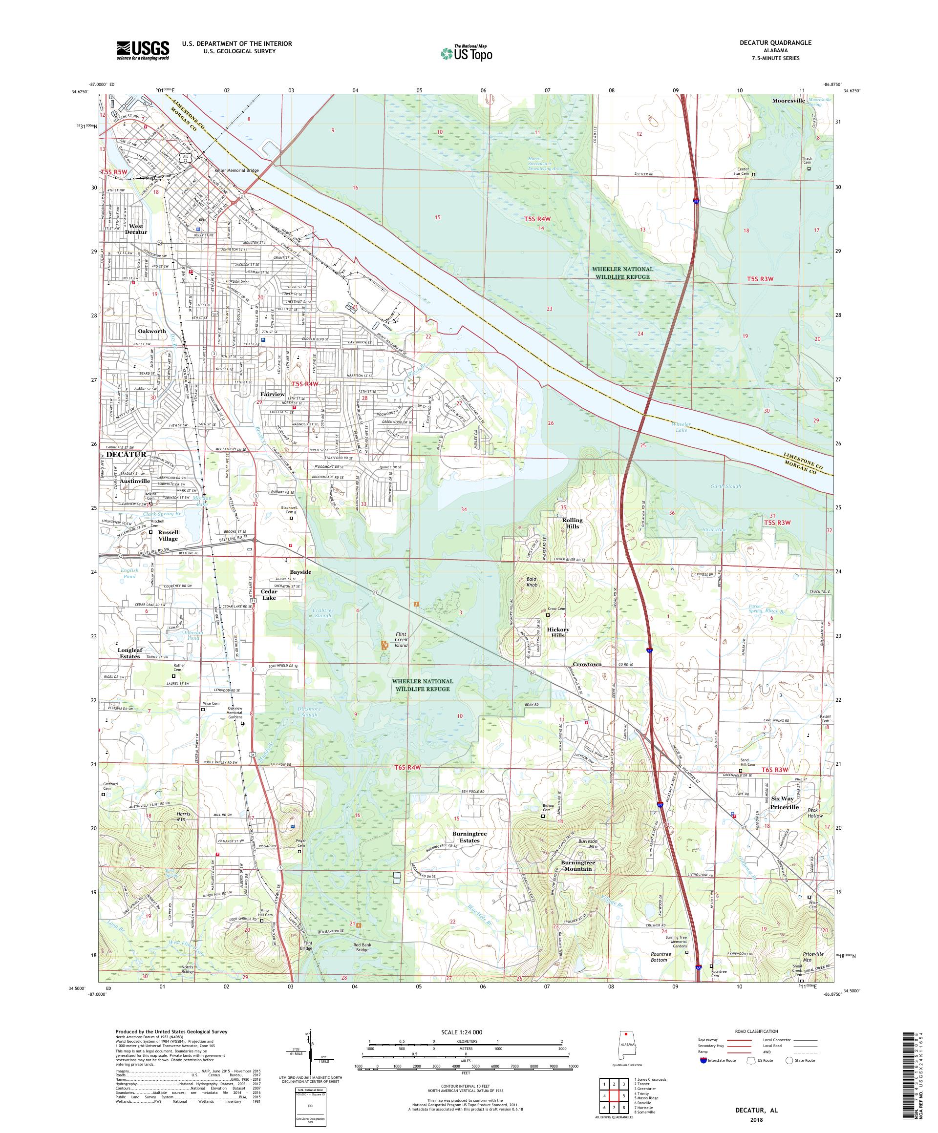 MyTopo Decatur, Alabama USGS Quad Topo Map