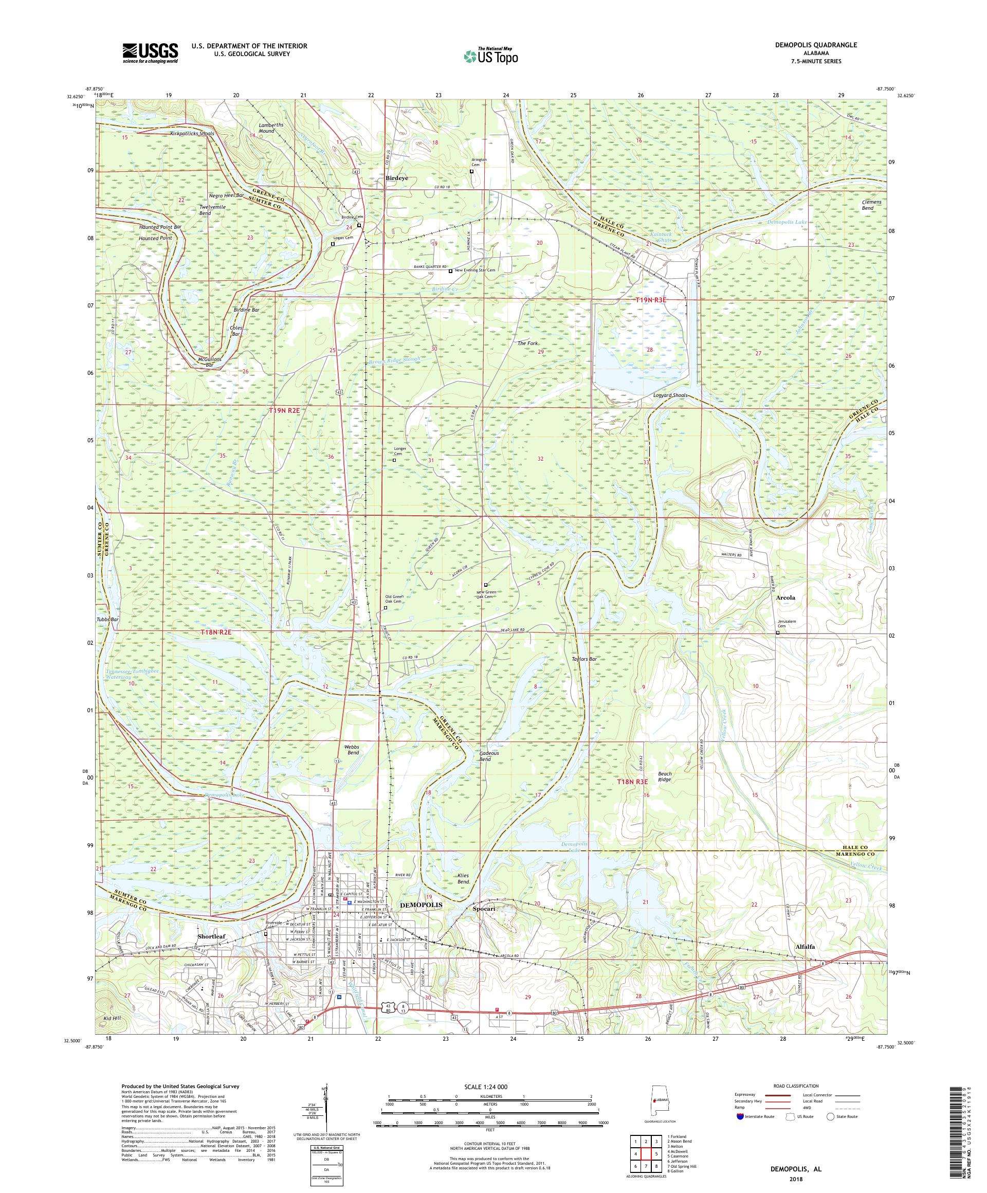 MyTopo Demopolis, Alabama USGS Quad Topo Map