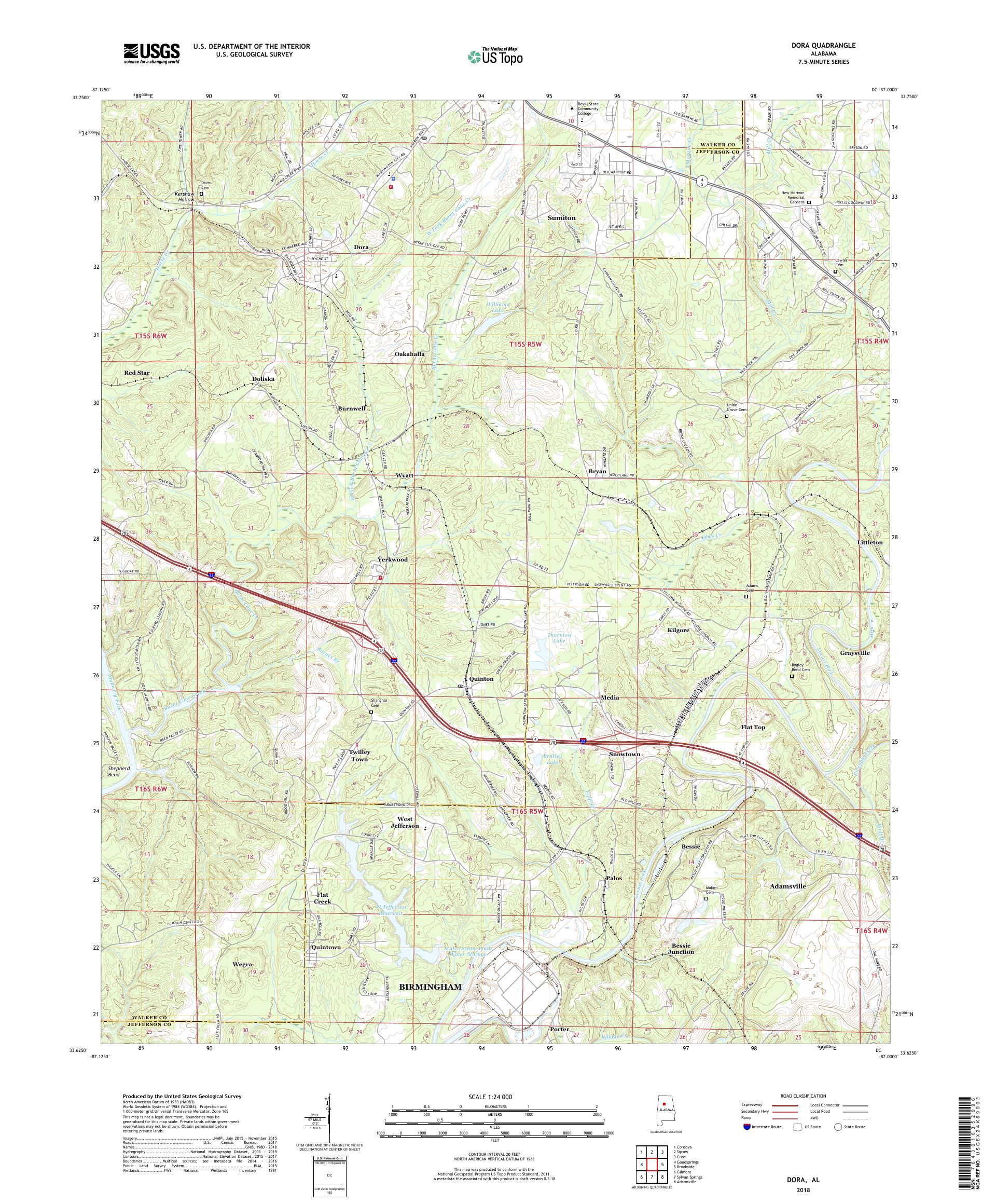 MyTopo Dora, Alabama USGS Quad Topo Map