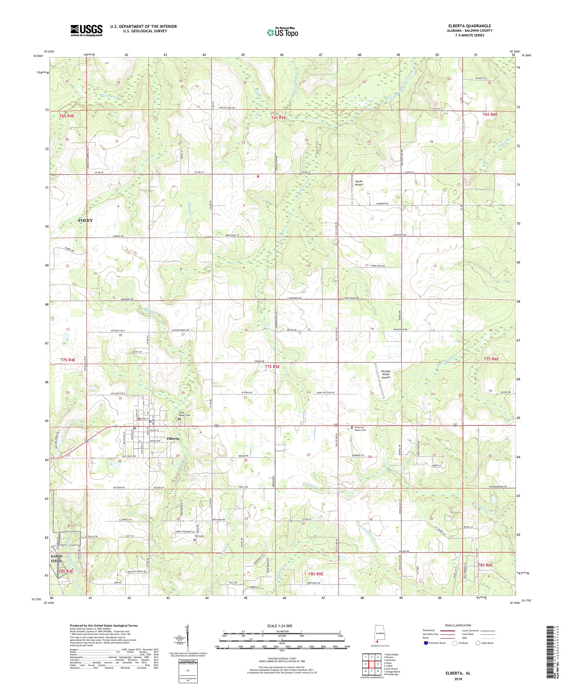 MyTopo Elberta, Alabama USGS Quad Topo Map