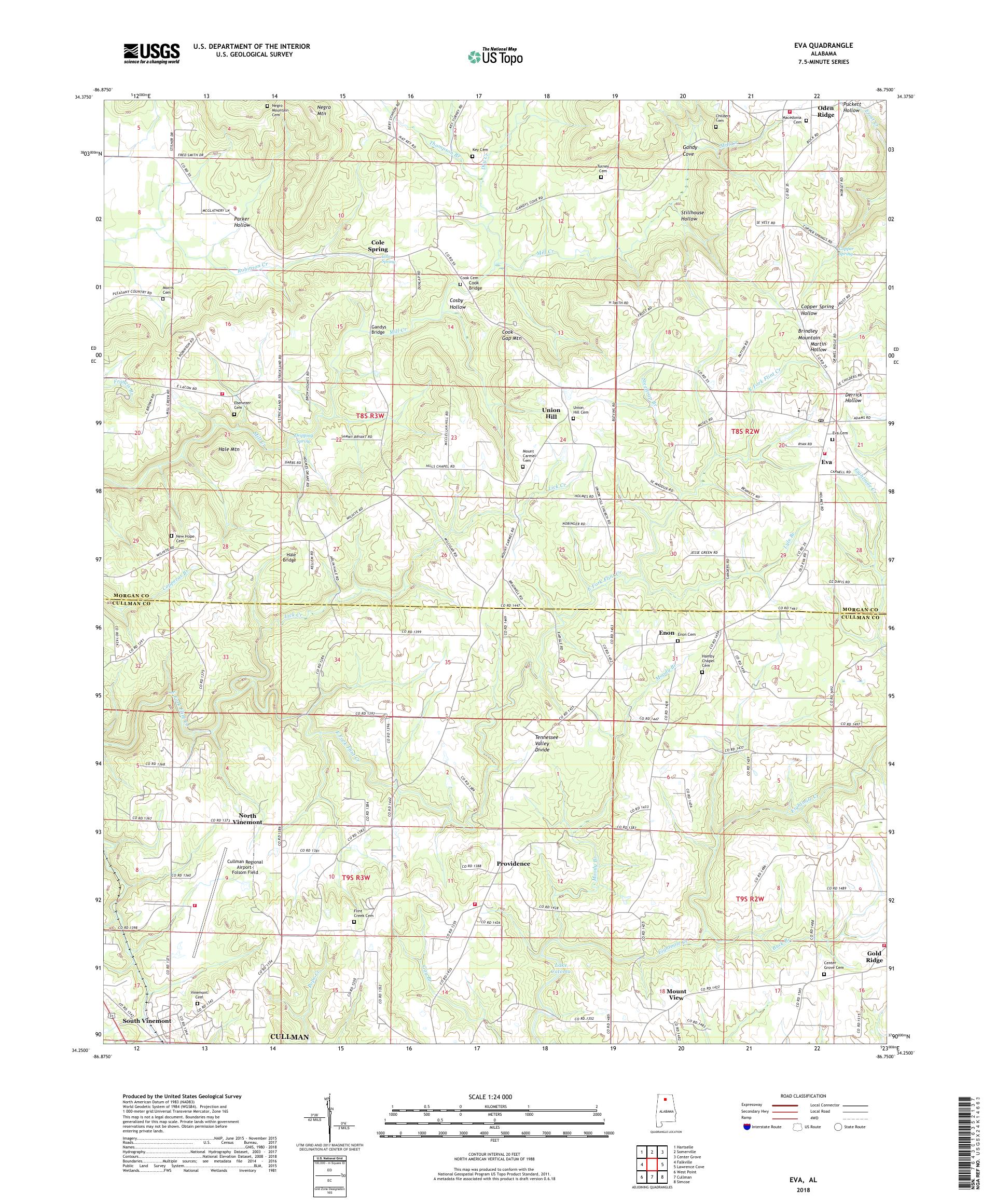 MyTopo Eva, Alabama USGS Quad Topo Map