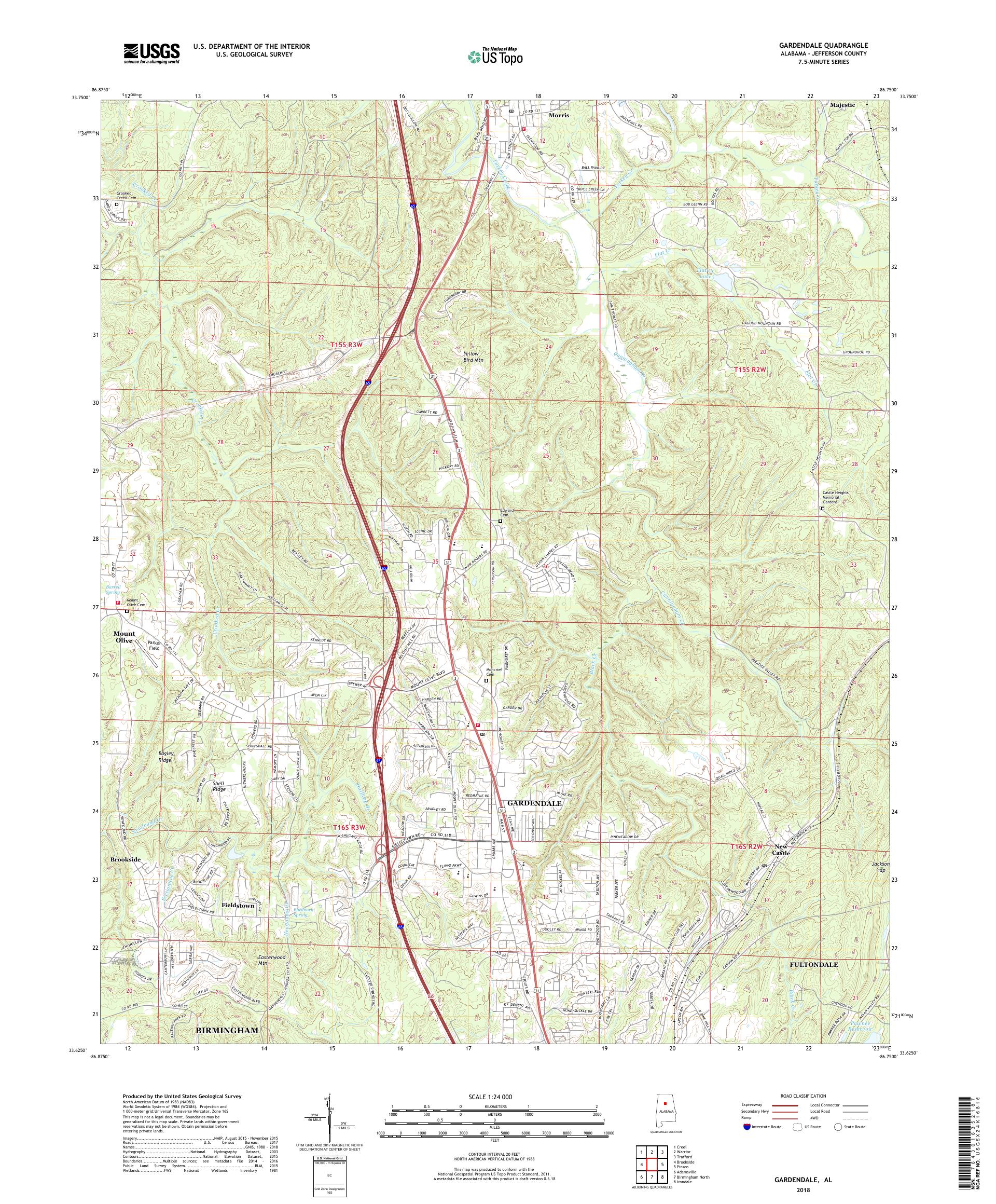 MyTopo Gardendale, Alabama USGS Quad Topo Map