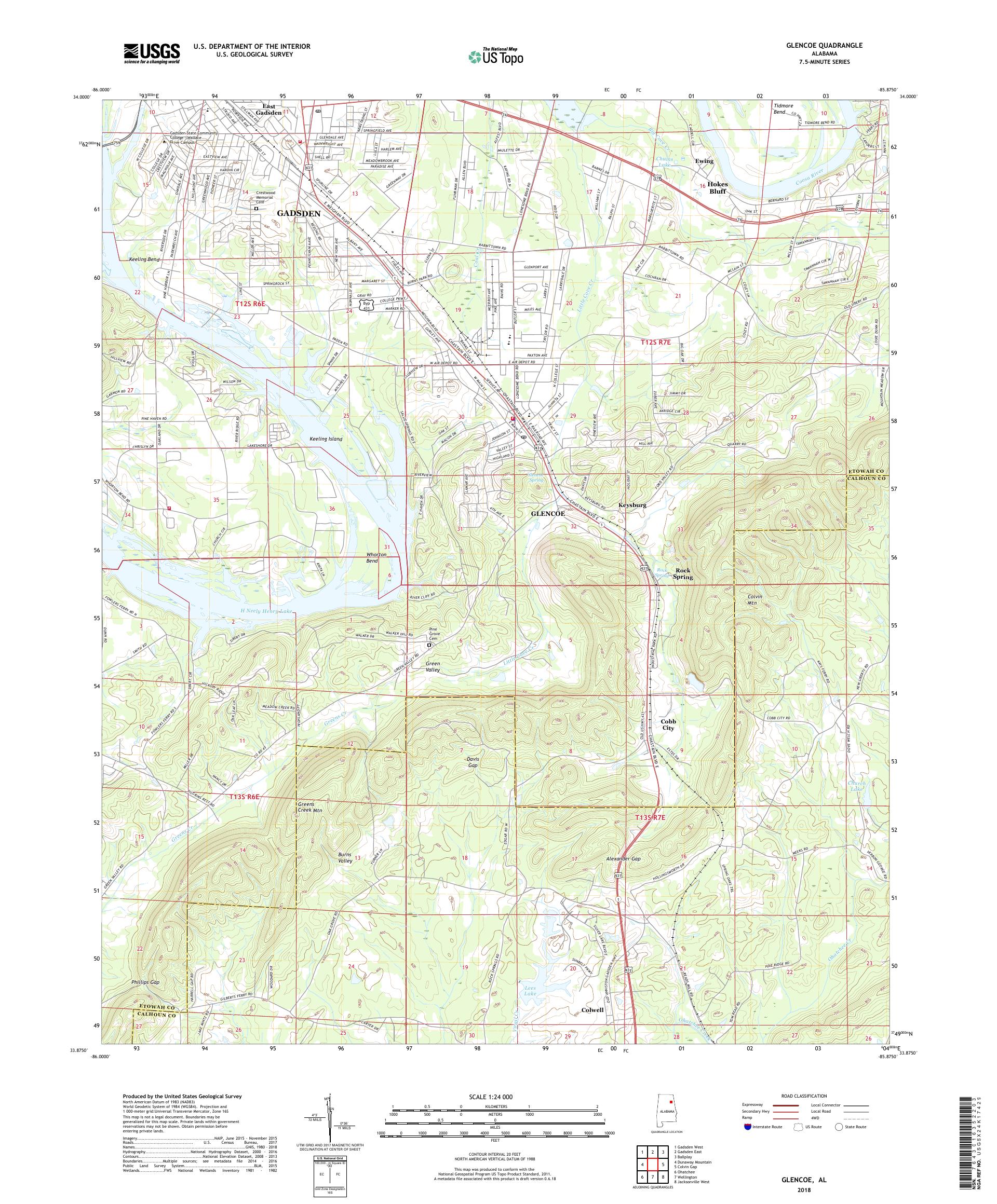 MyTopo Glencoe, Alabama USGS Quad Topo Map