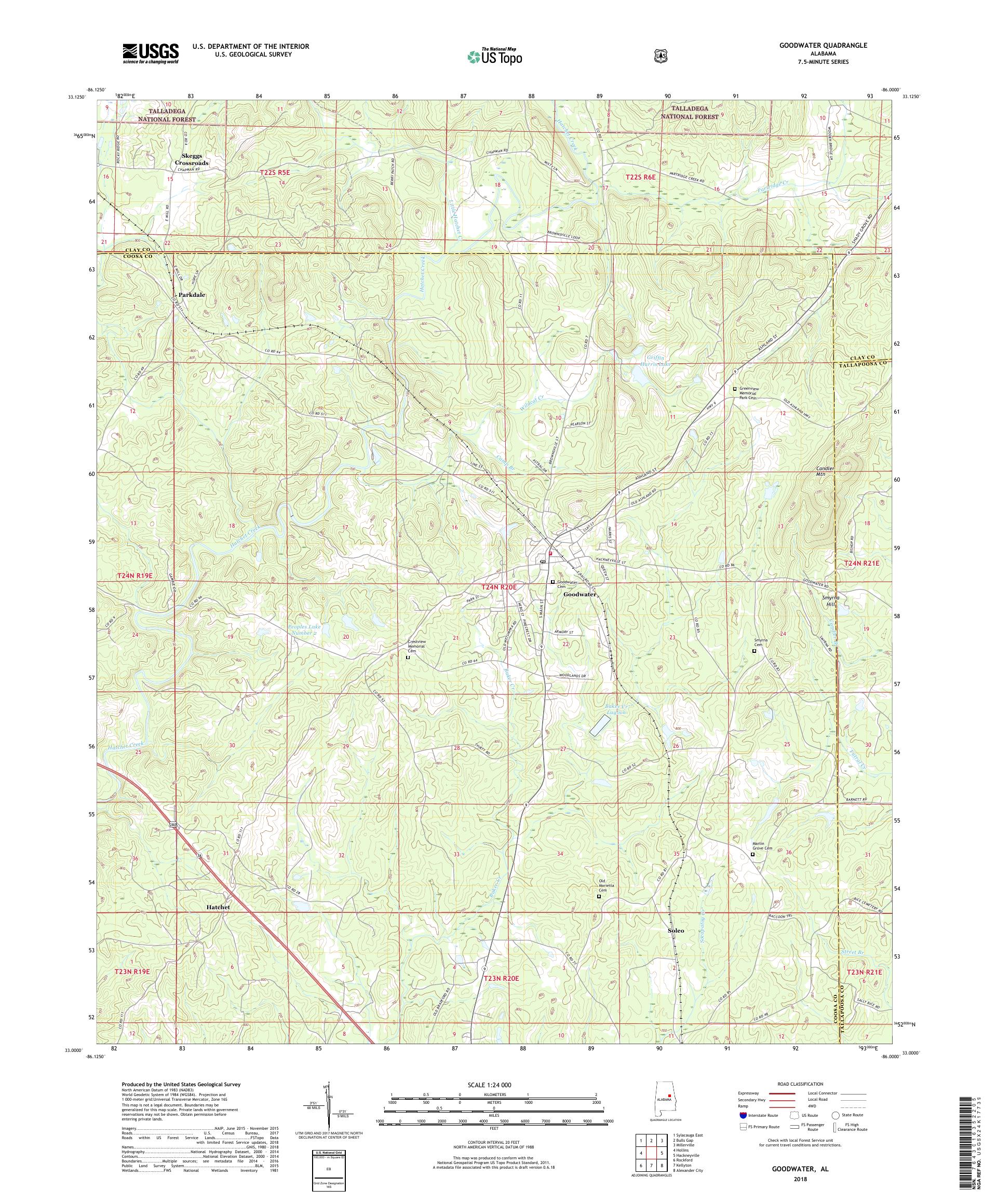 MyTopo Goodwater, Alabama USGS Quad Topo Map