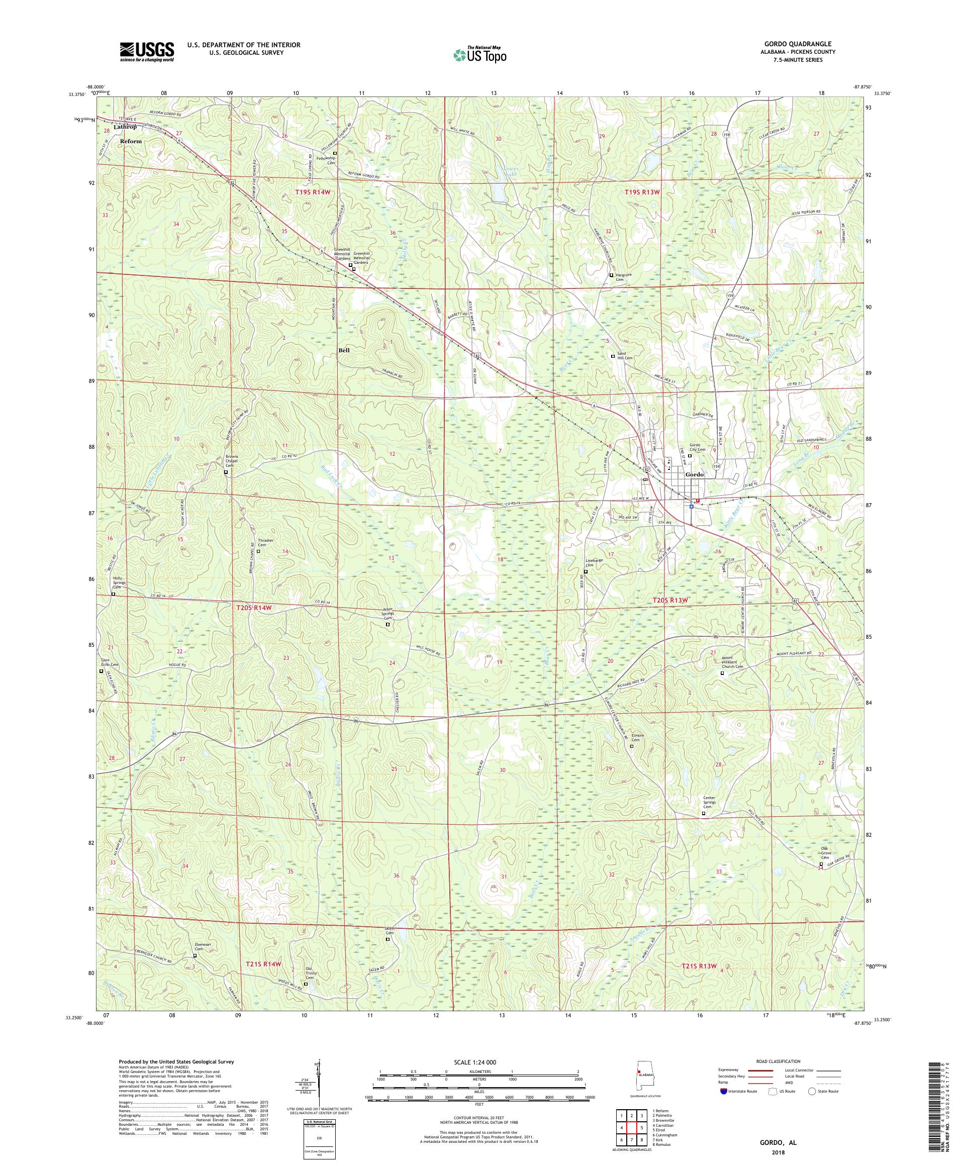 MyTopo Gordo, Alabama USGS Quad Topo Map