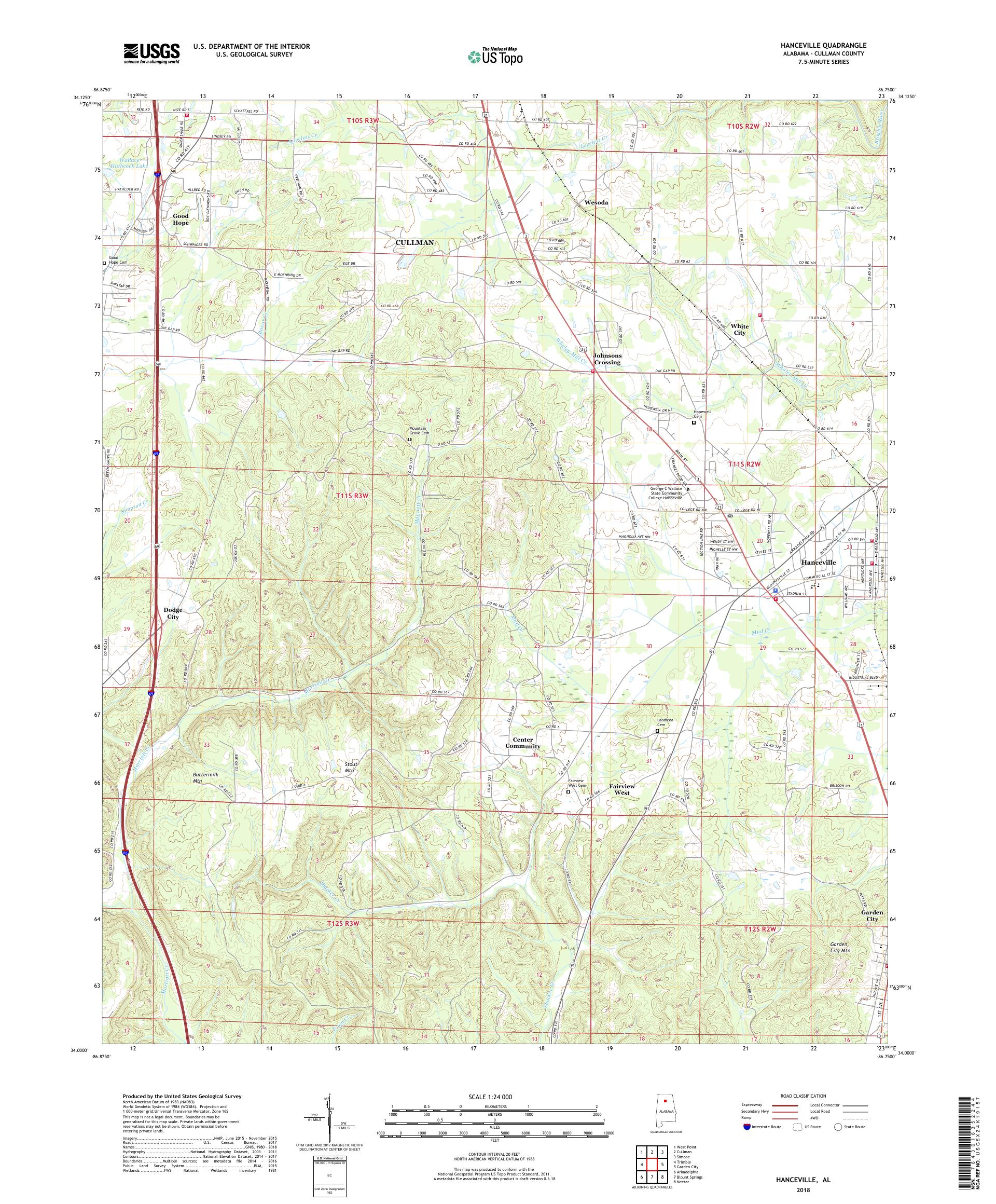 MyTopo Hanceville, Alabama USGS Quad Topo Map