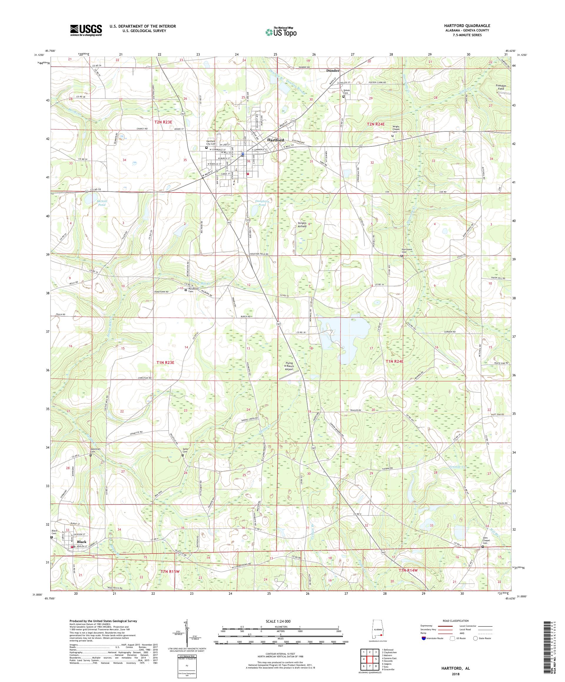 MyTopo Hartford, Alabama USGS Quad Topo Map