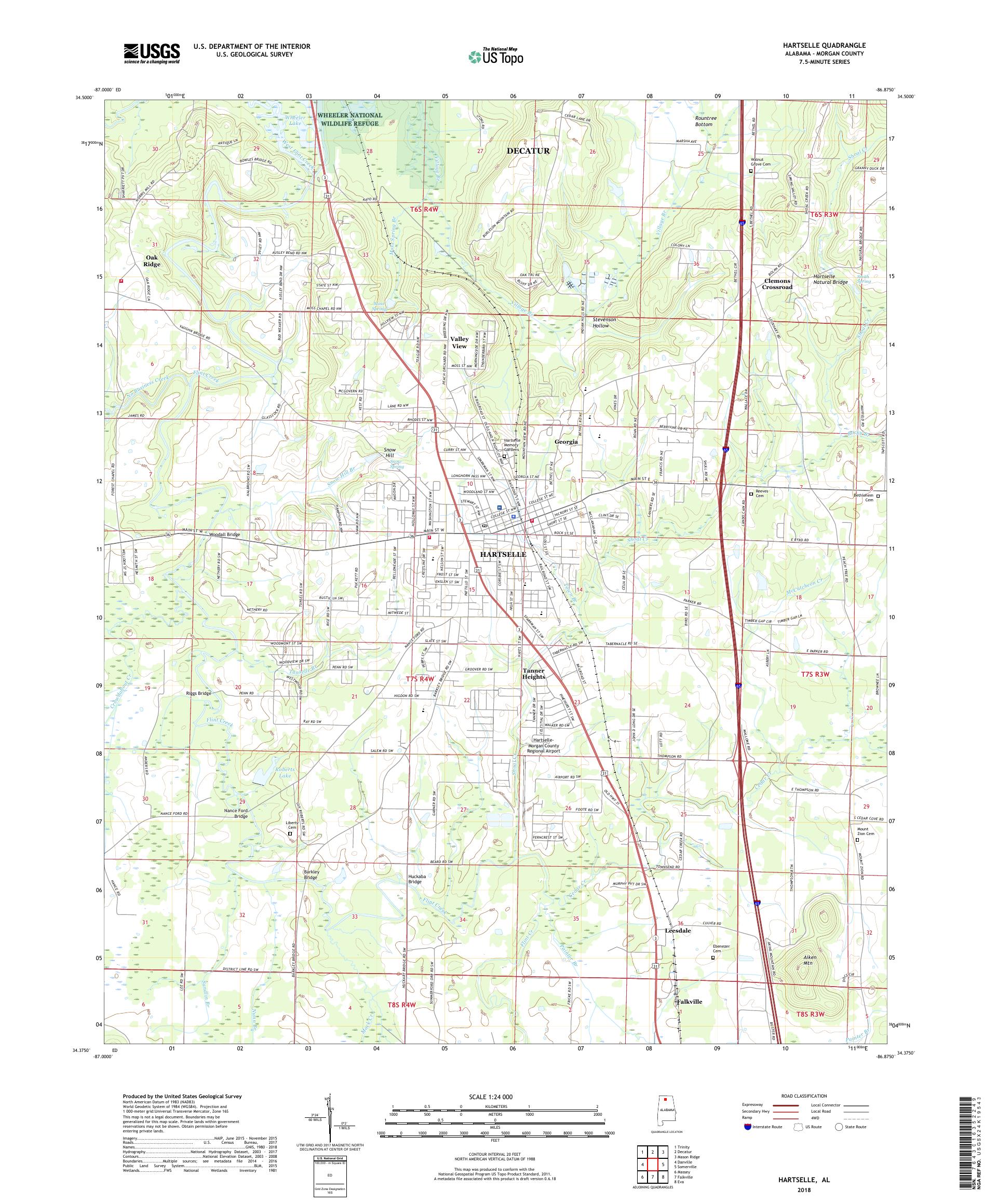 MyTopo Hartselle, Alabama USGS Quad Topo Map