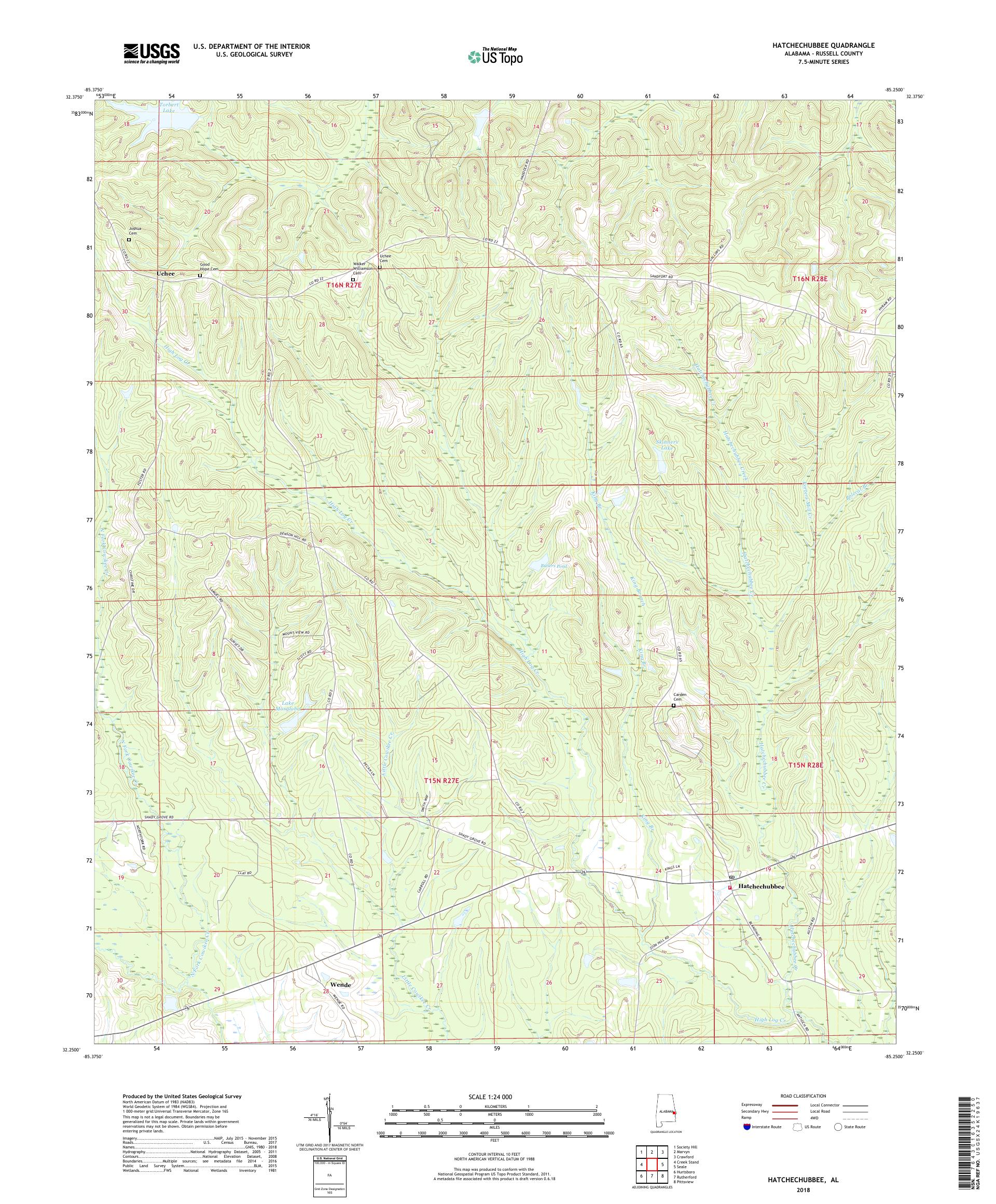 MyTopo Hatchechubbee, Alabama USGS Quad Topo Map