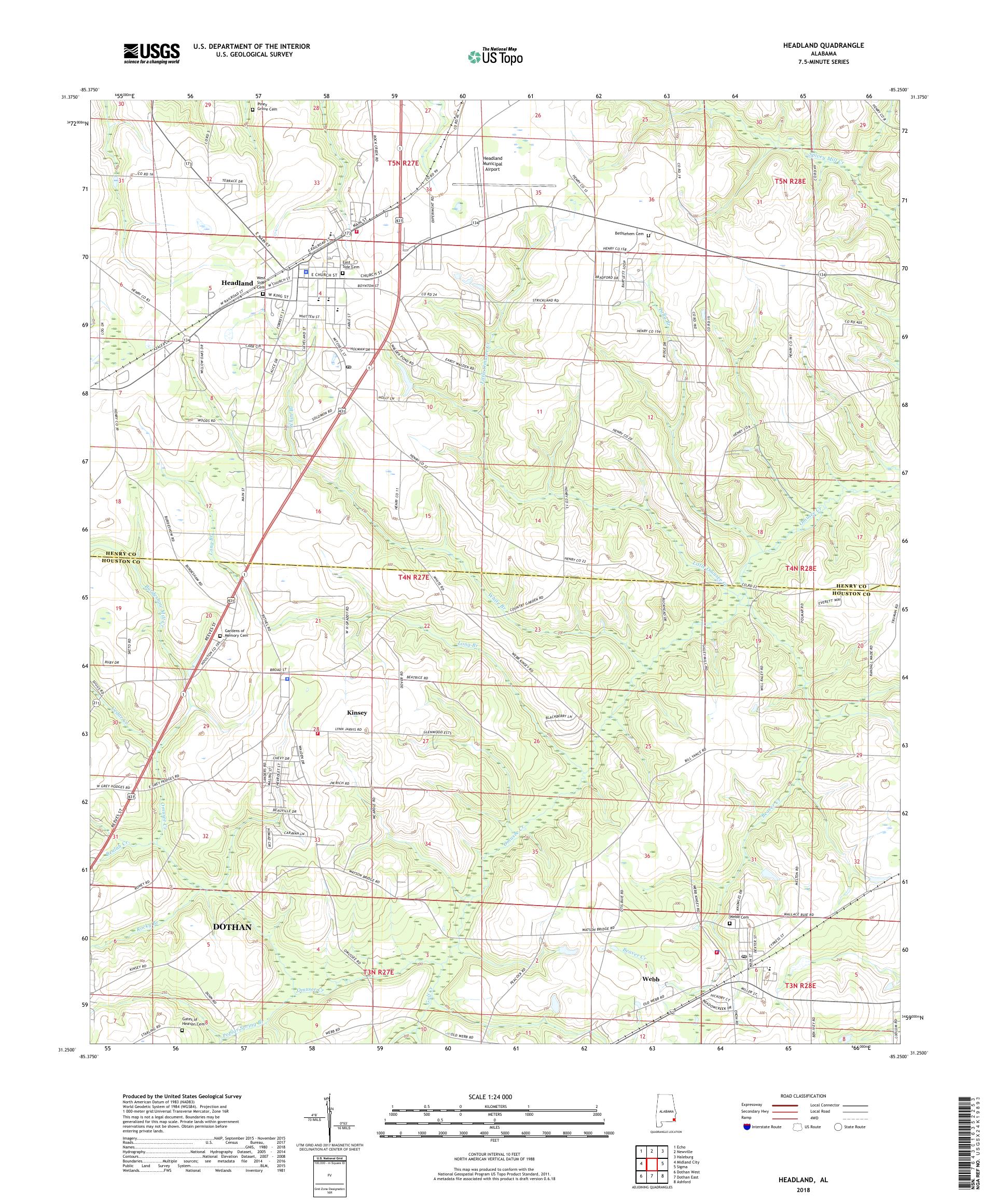 MyTopo Headland, Alabama USGS Quad Topo Map