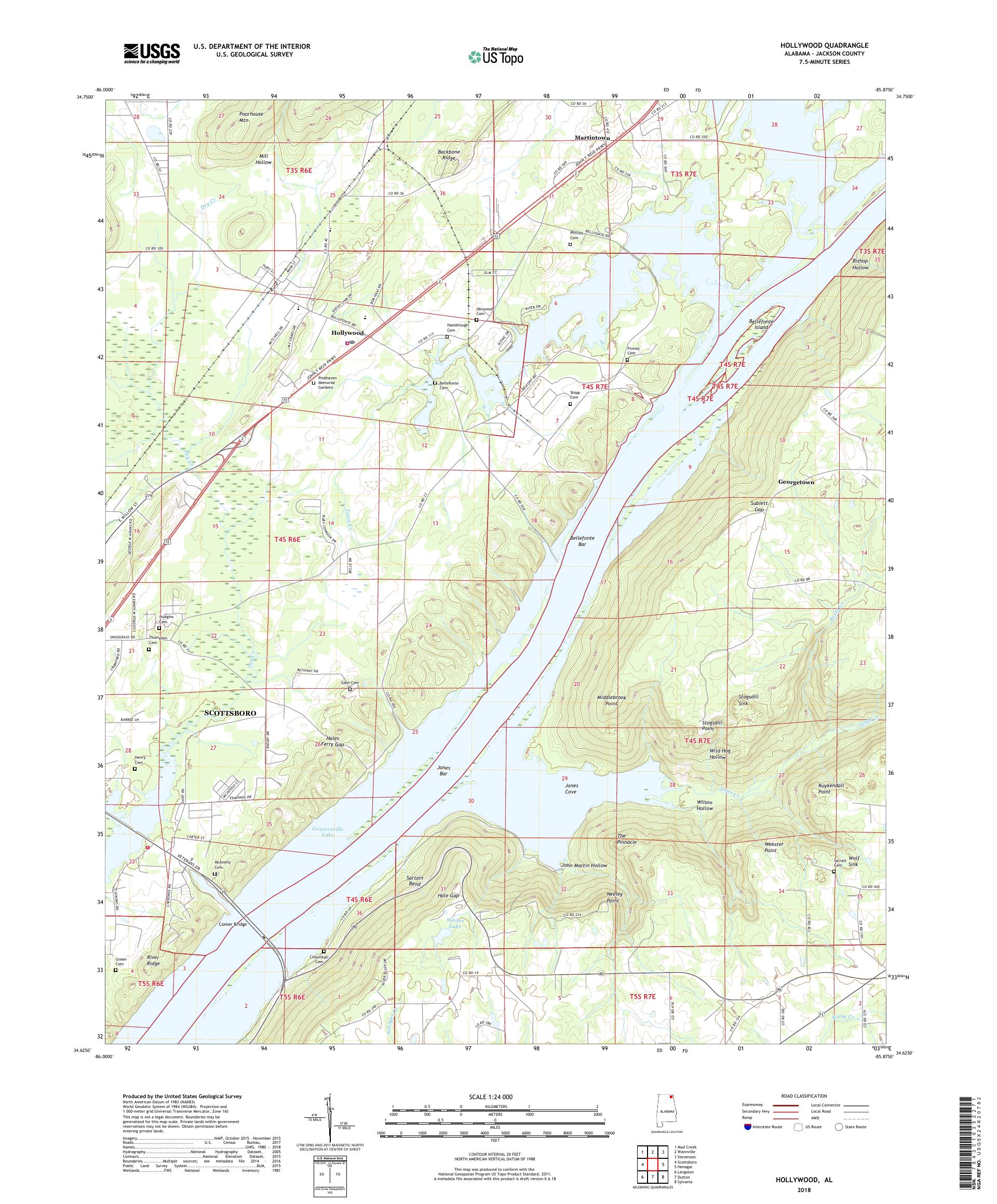 MyTopo Hollywood, Alabama USGS Quad Topo Map