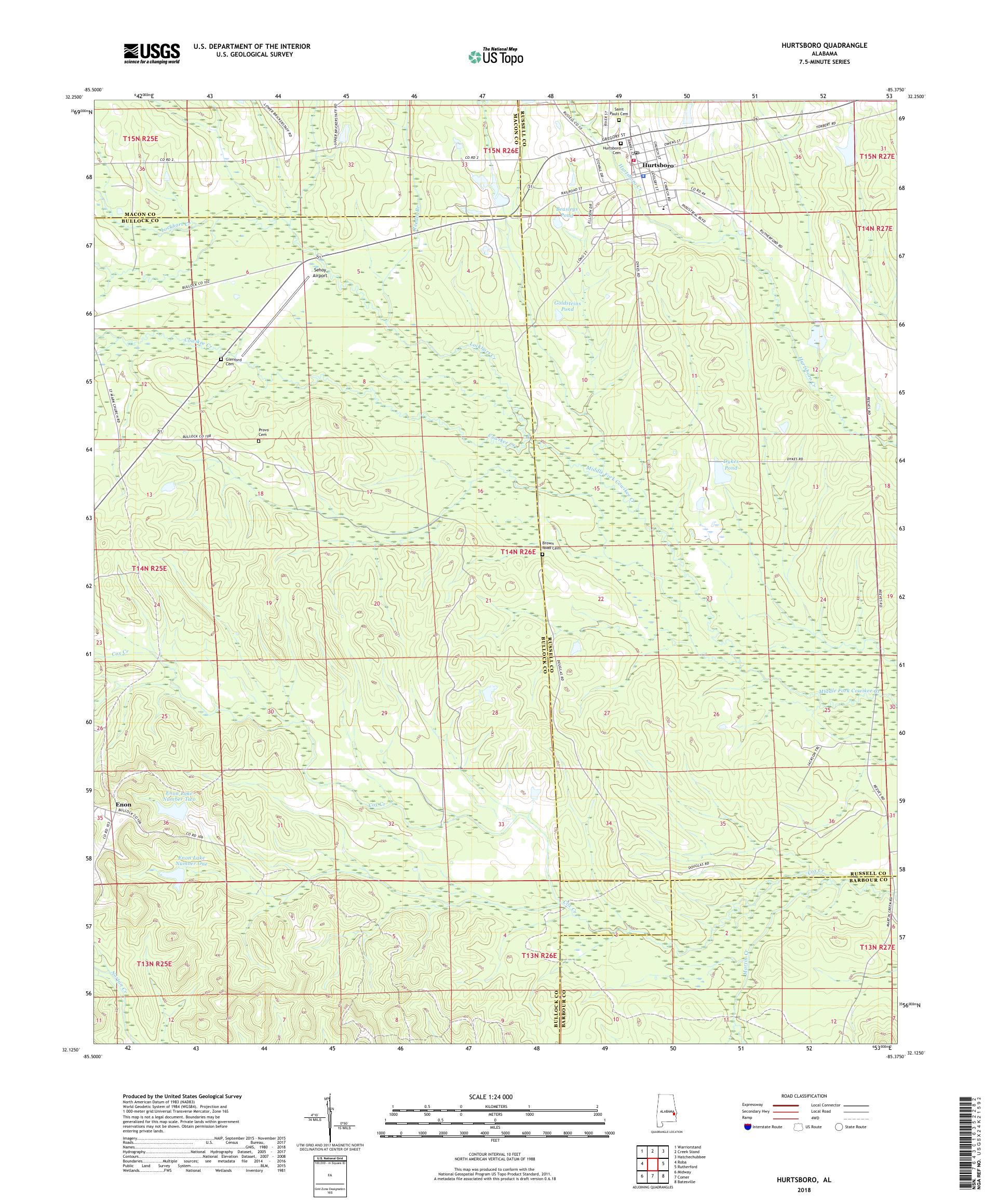 MyTopo Hurtsboro, Alabama USGS Quad Topo Map
