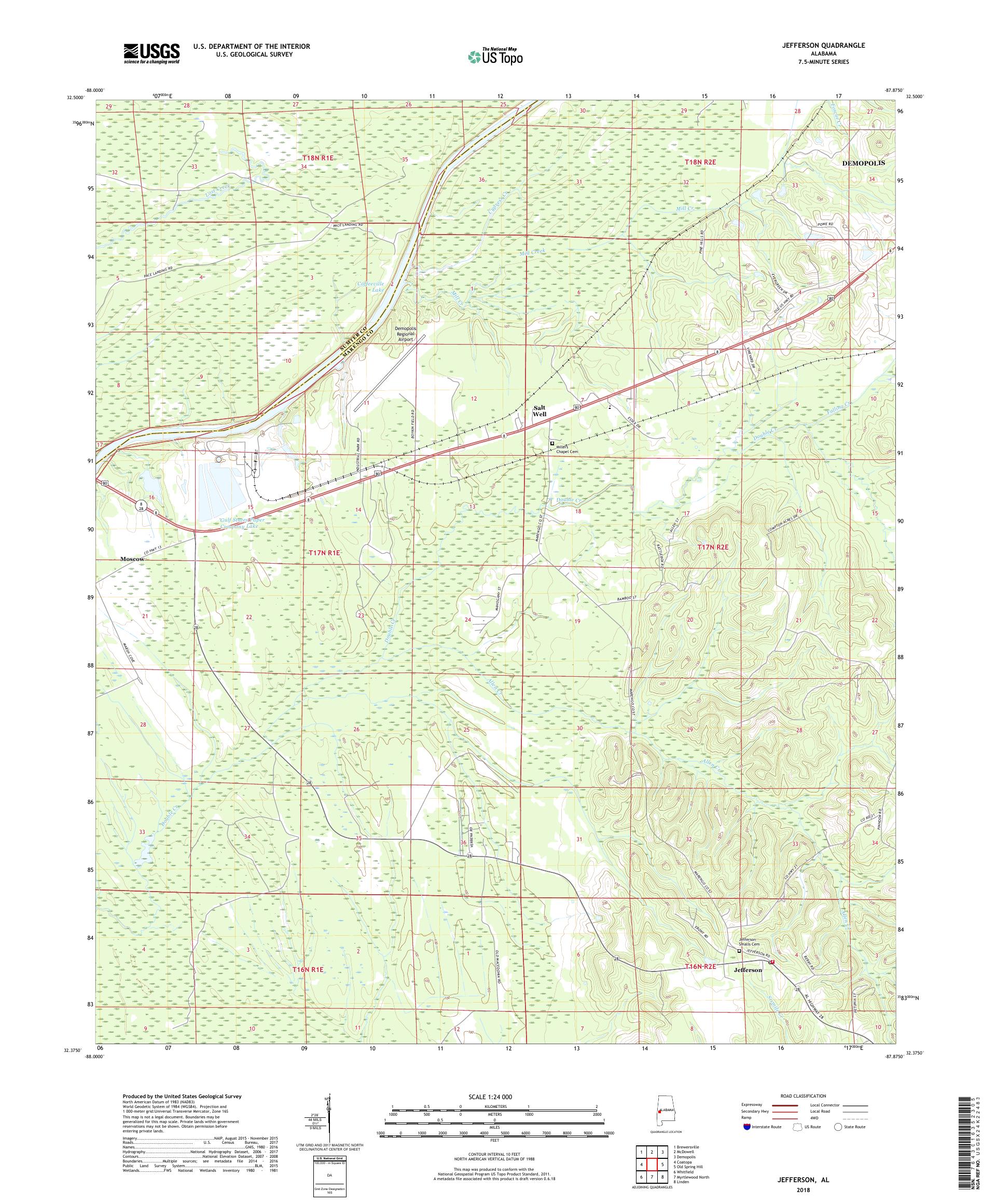 MyTopo Jefferson, Alabama USGS Quad Topo Map