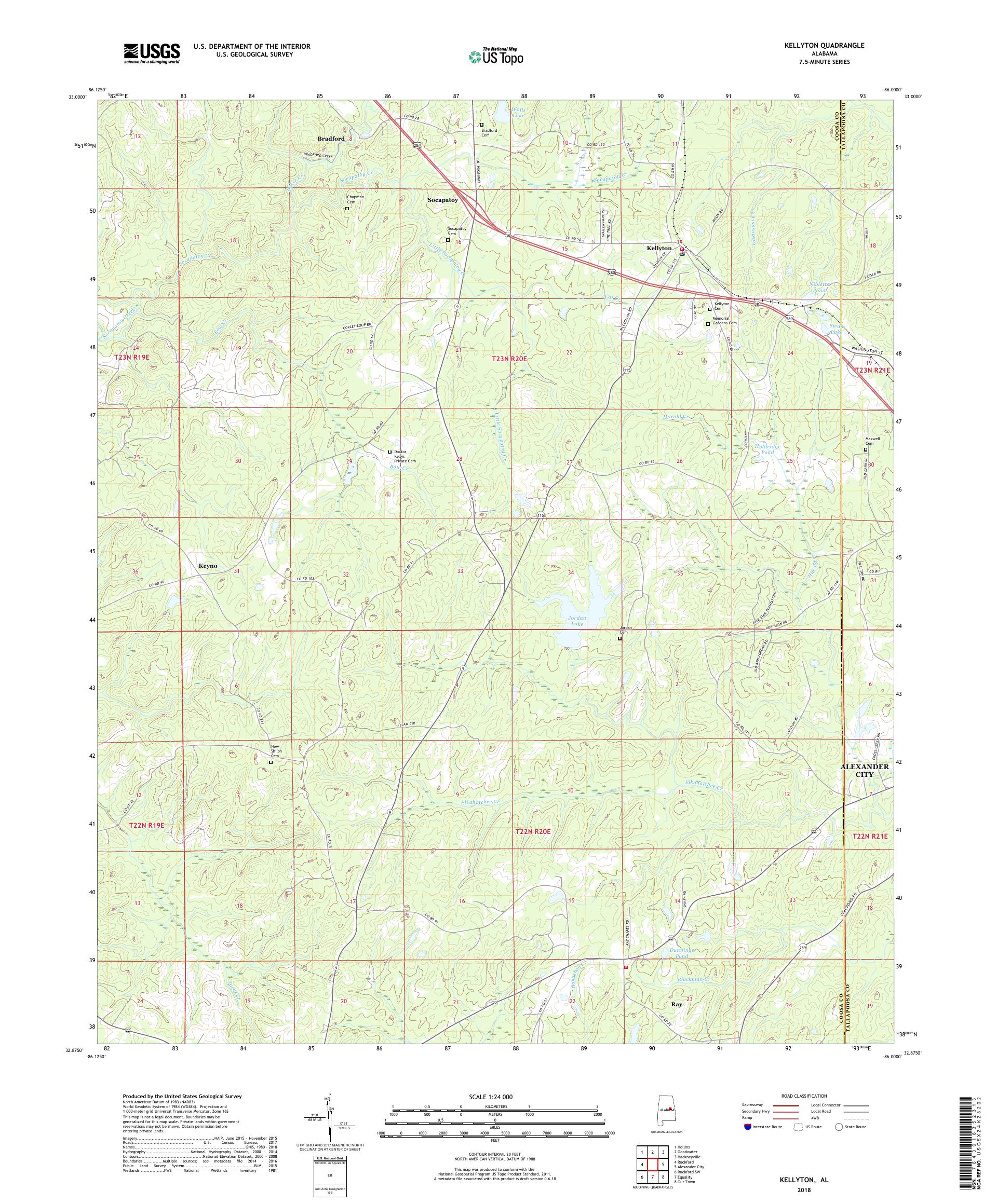 MyTopo Kellyton, Alabama USGS Quad Topo Map