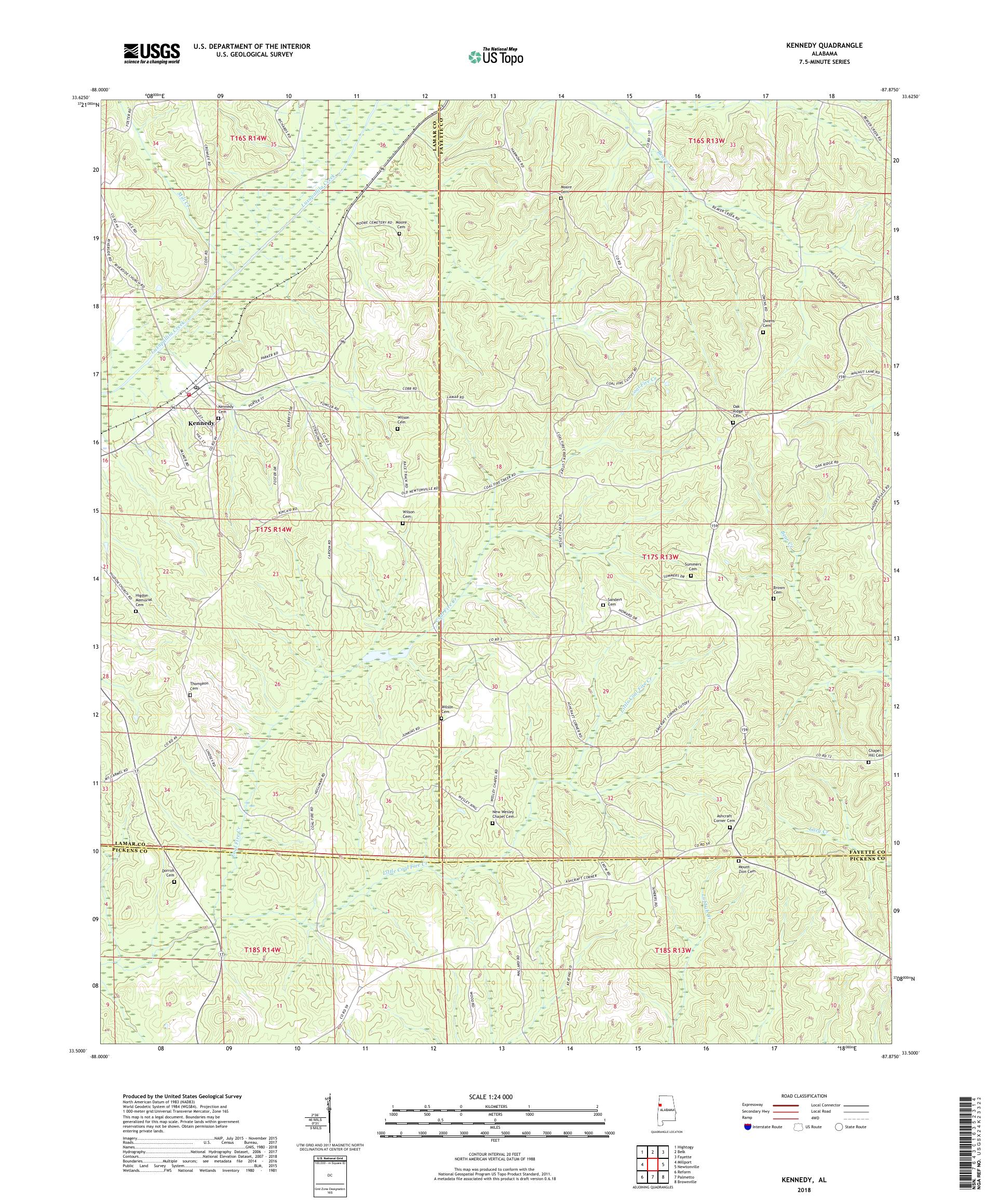 MyTopo Kennedy, Alabama USGS Quad Topo Map