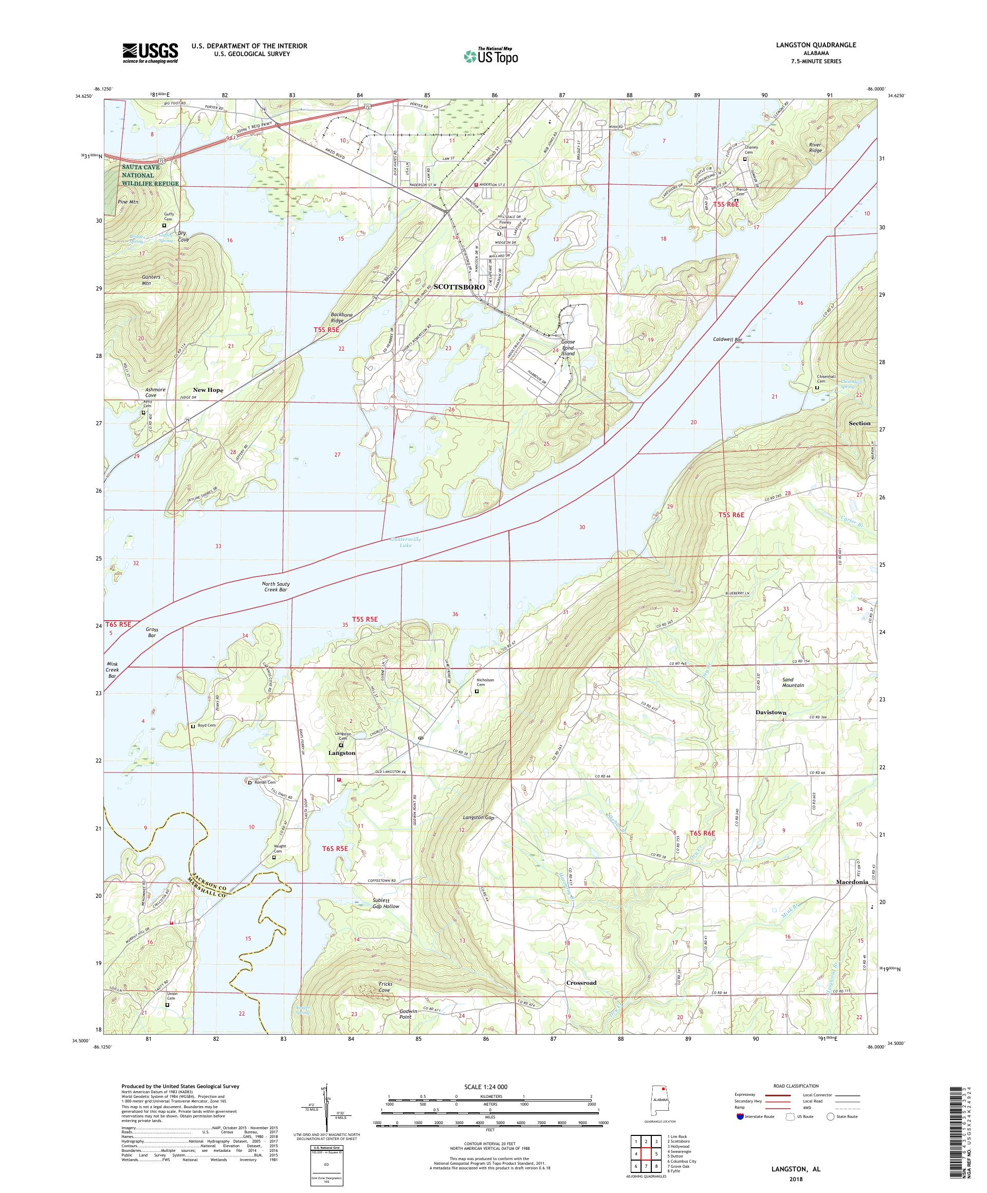 MyTopo Langston, Alabama USGS Quad Topo Map