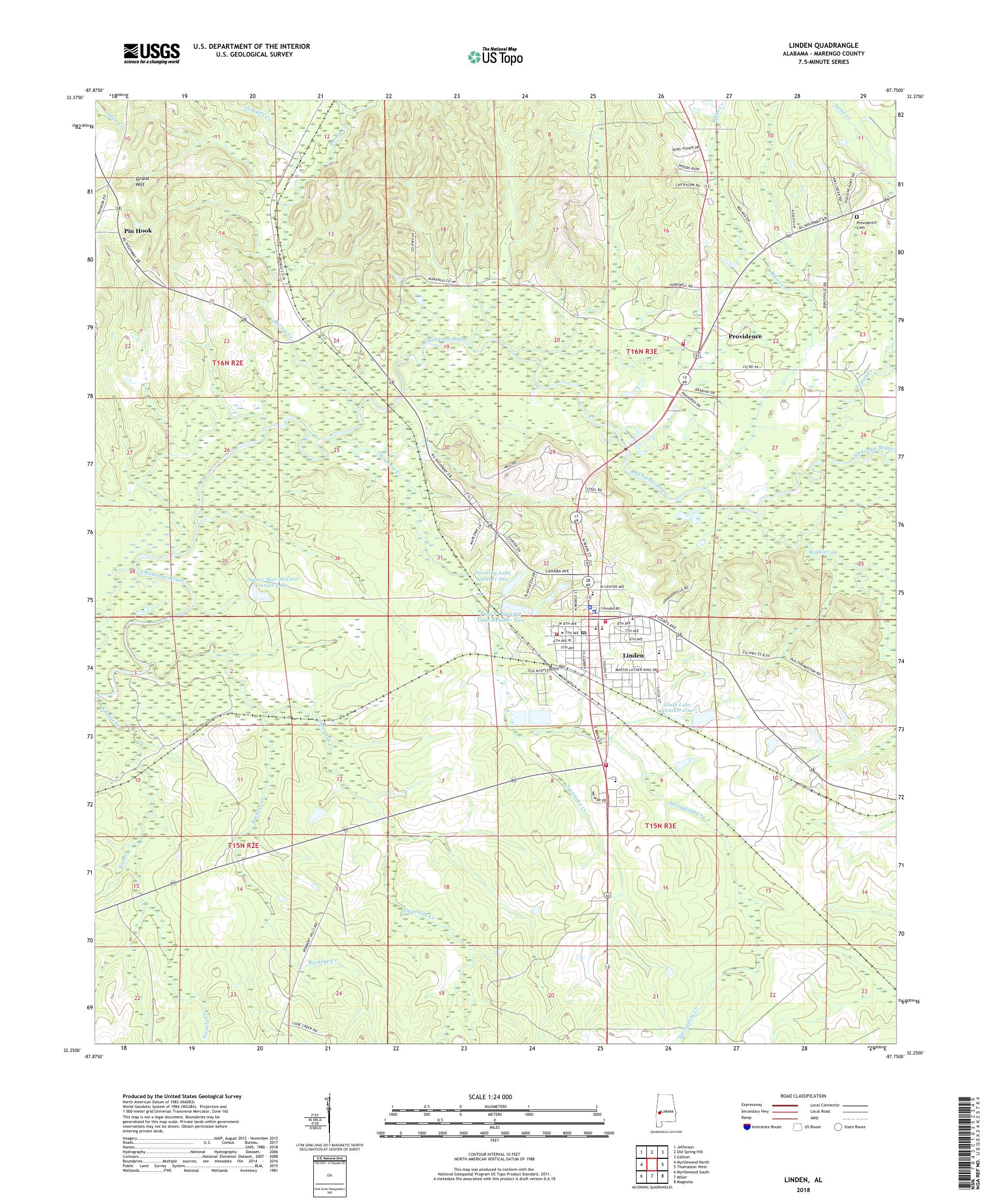 MyTopo Linden, Alabama USGS Quad Topo Map
