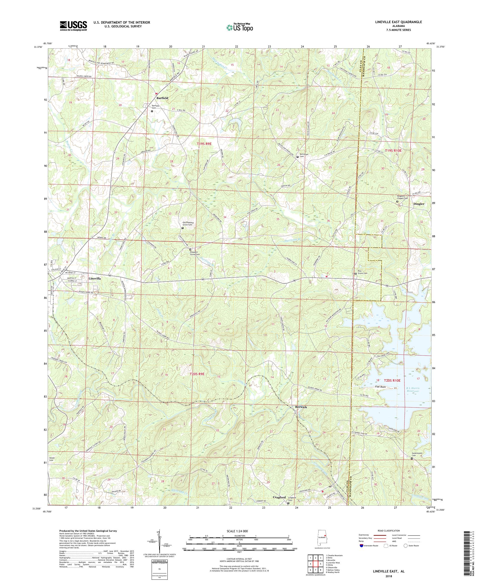 MyTopo Lineville East, Alabama USGS Quad Topo Map