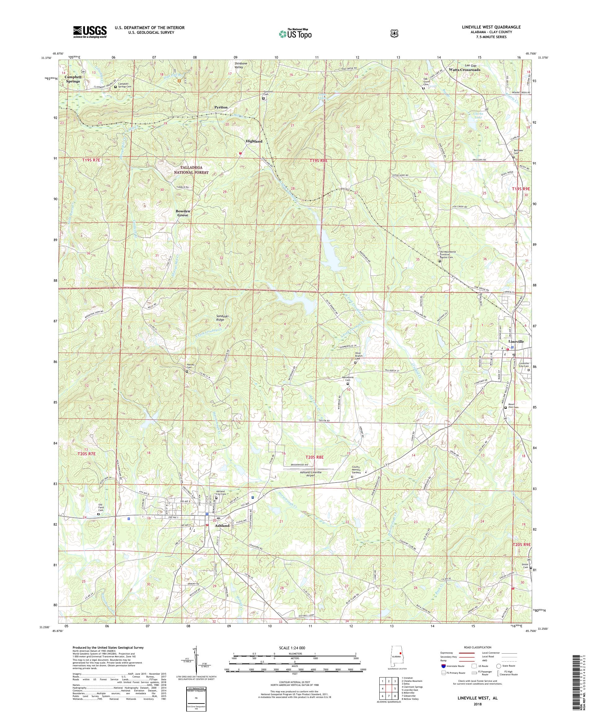 MyTopo Lineville West, Alabama USGS Quad Topo Map
