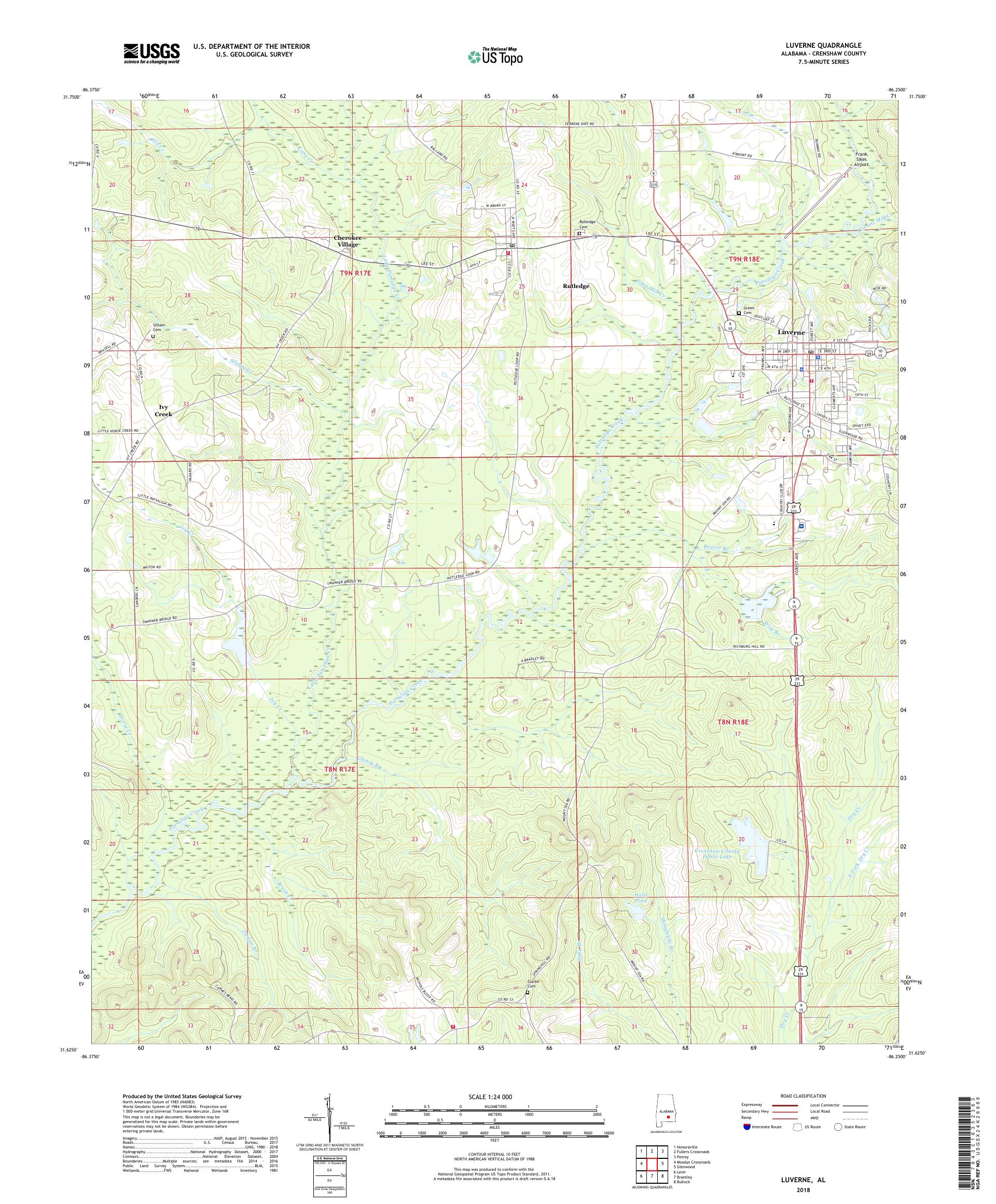 MyTopo Luverne, Alabama USGS Quad Topo Map
