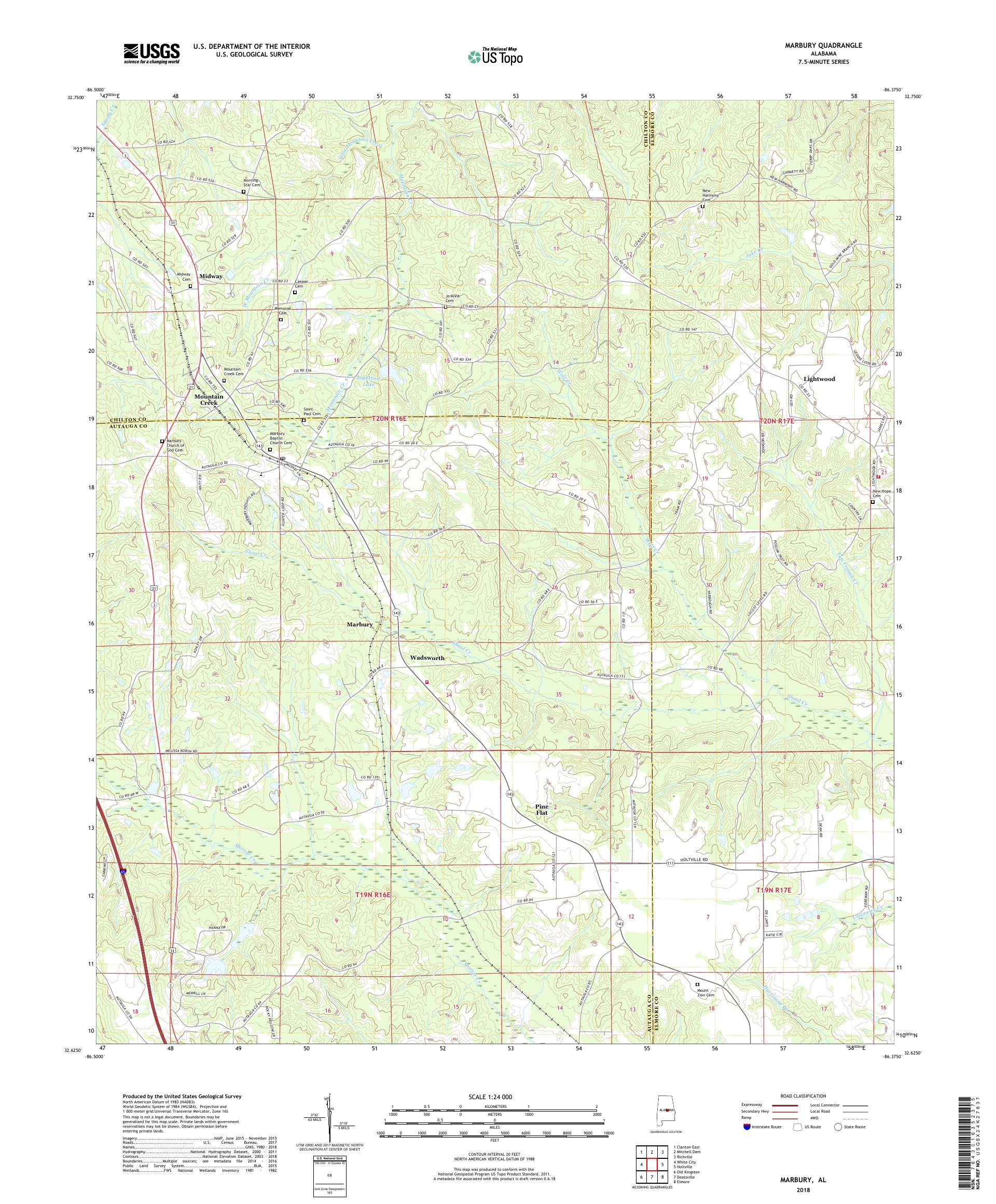 MyTopo Marbury, Alabama USGS Quad Topo Map