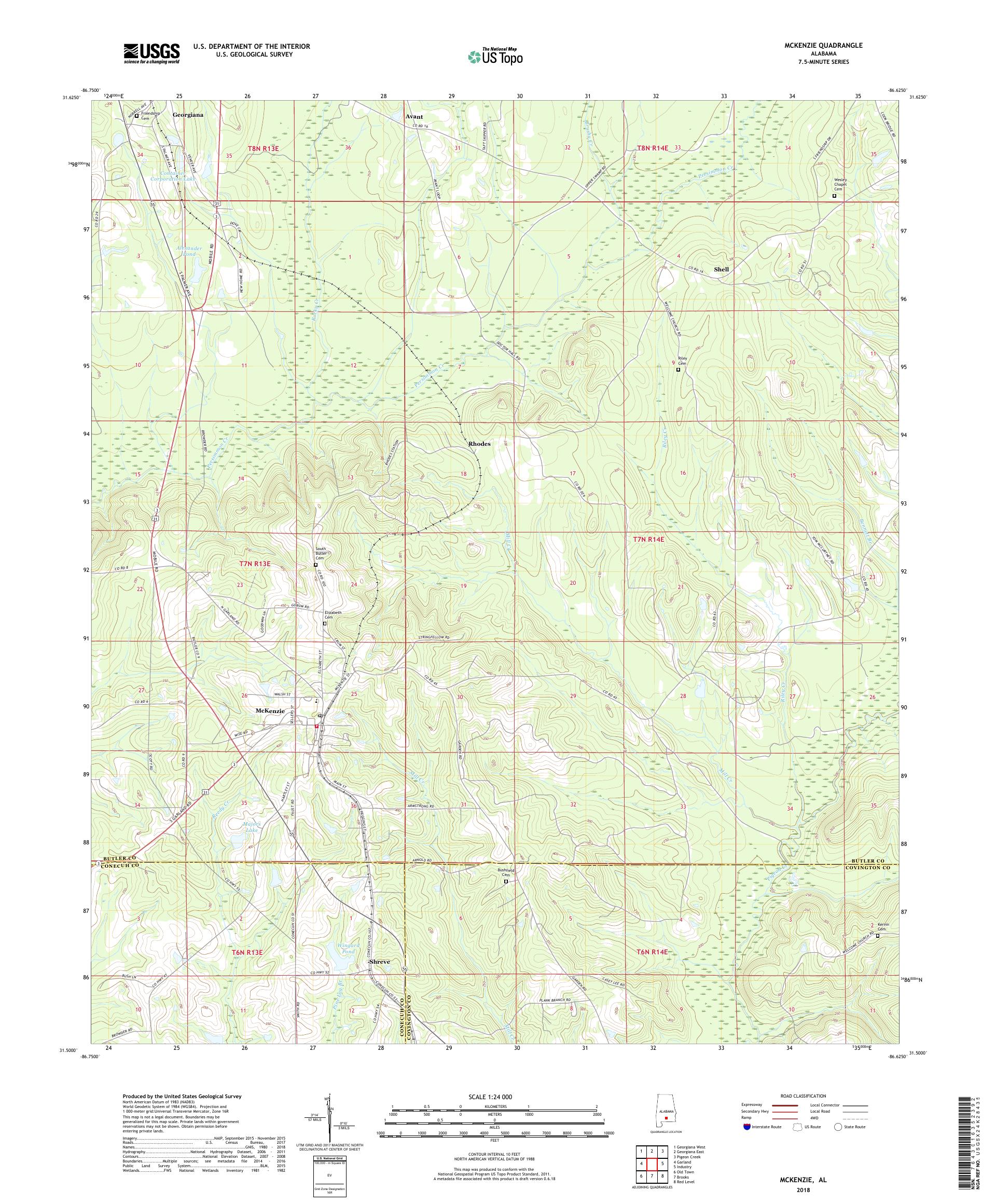 MyTopo McKenzie, Alabama USGS Quad Topo Map