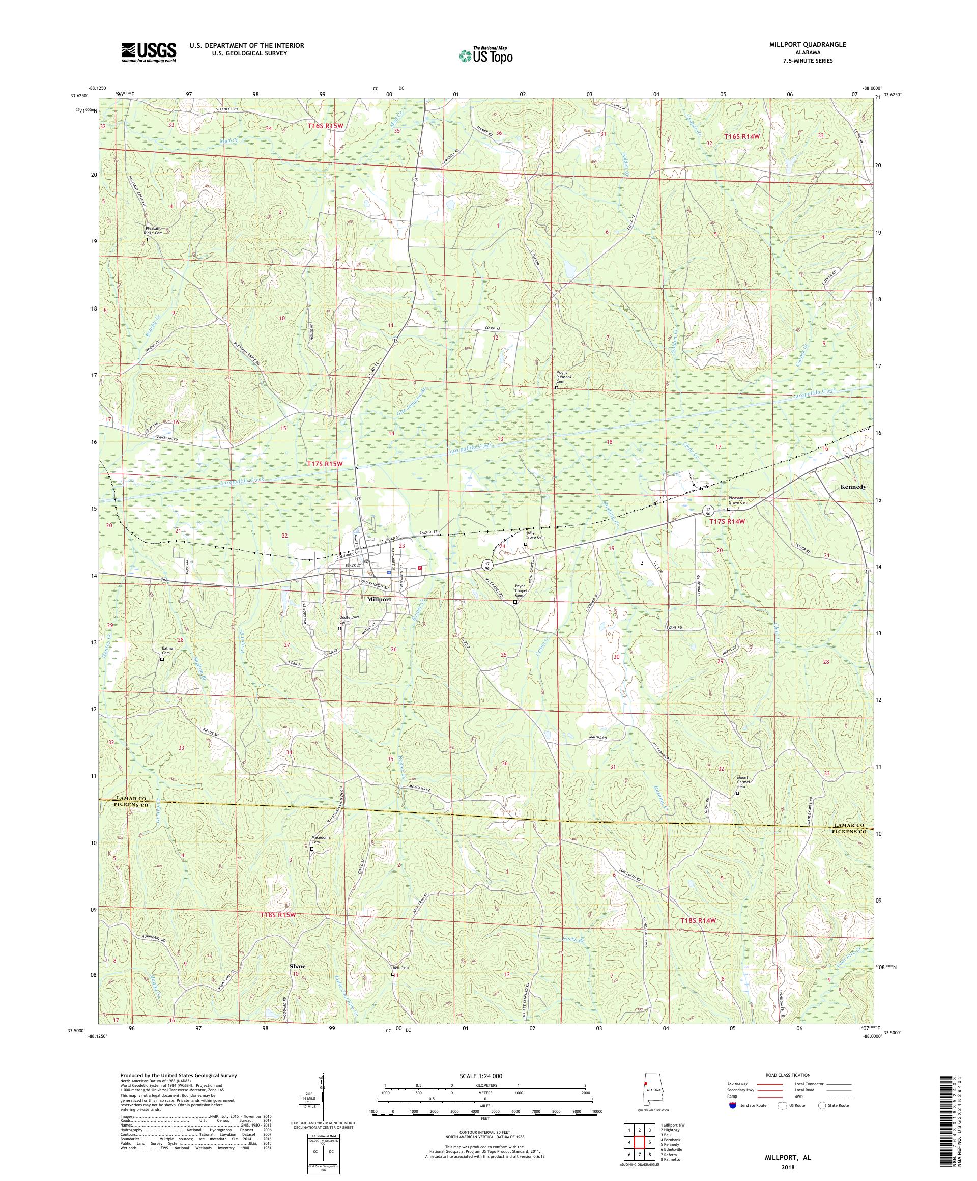 MyTopo Millport, Alabama USGS Quad Topo Map