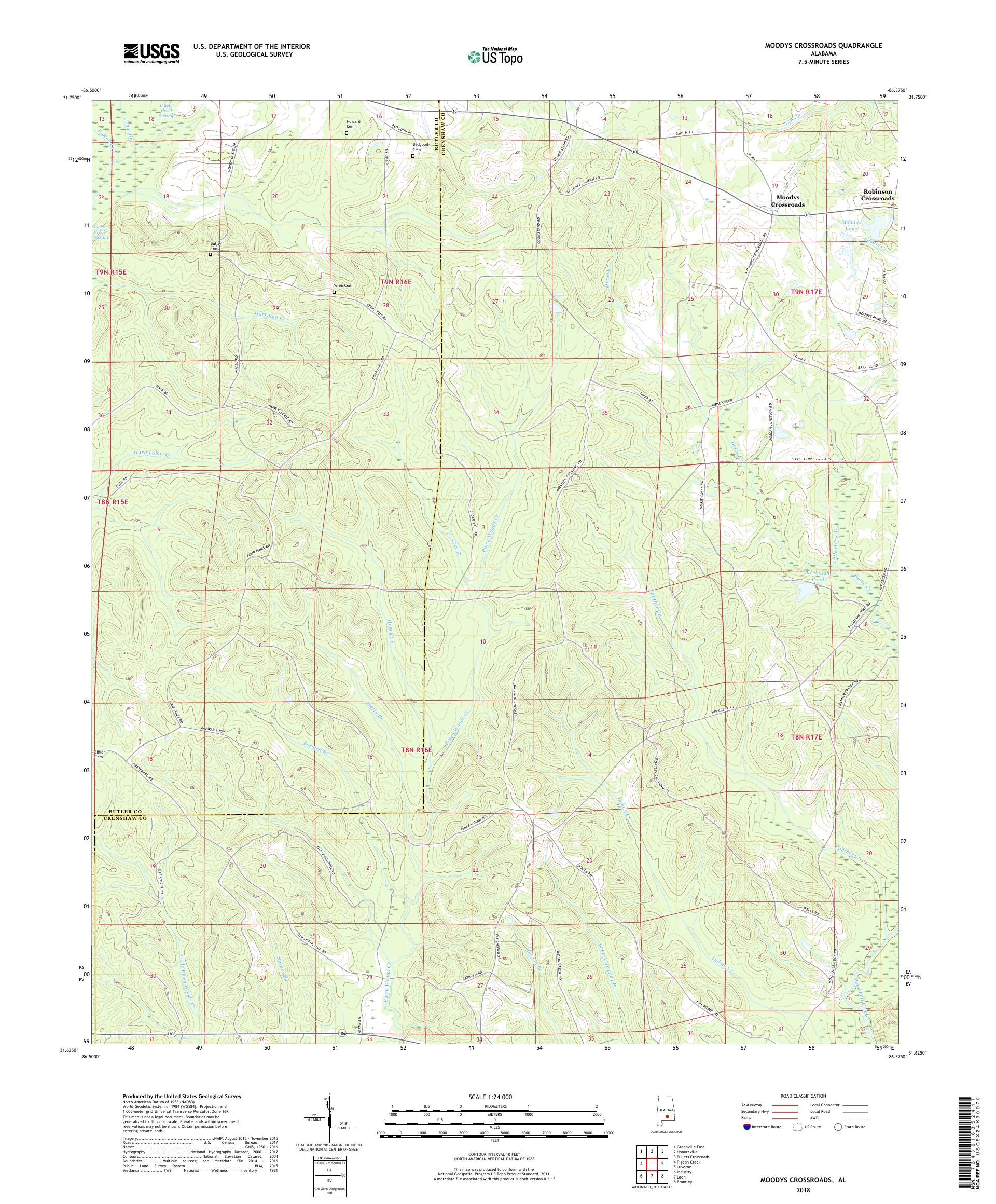MyTopo Moodys Crossroads, Alabama USGS Quad Topo Map