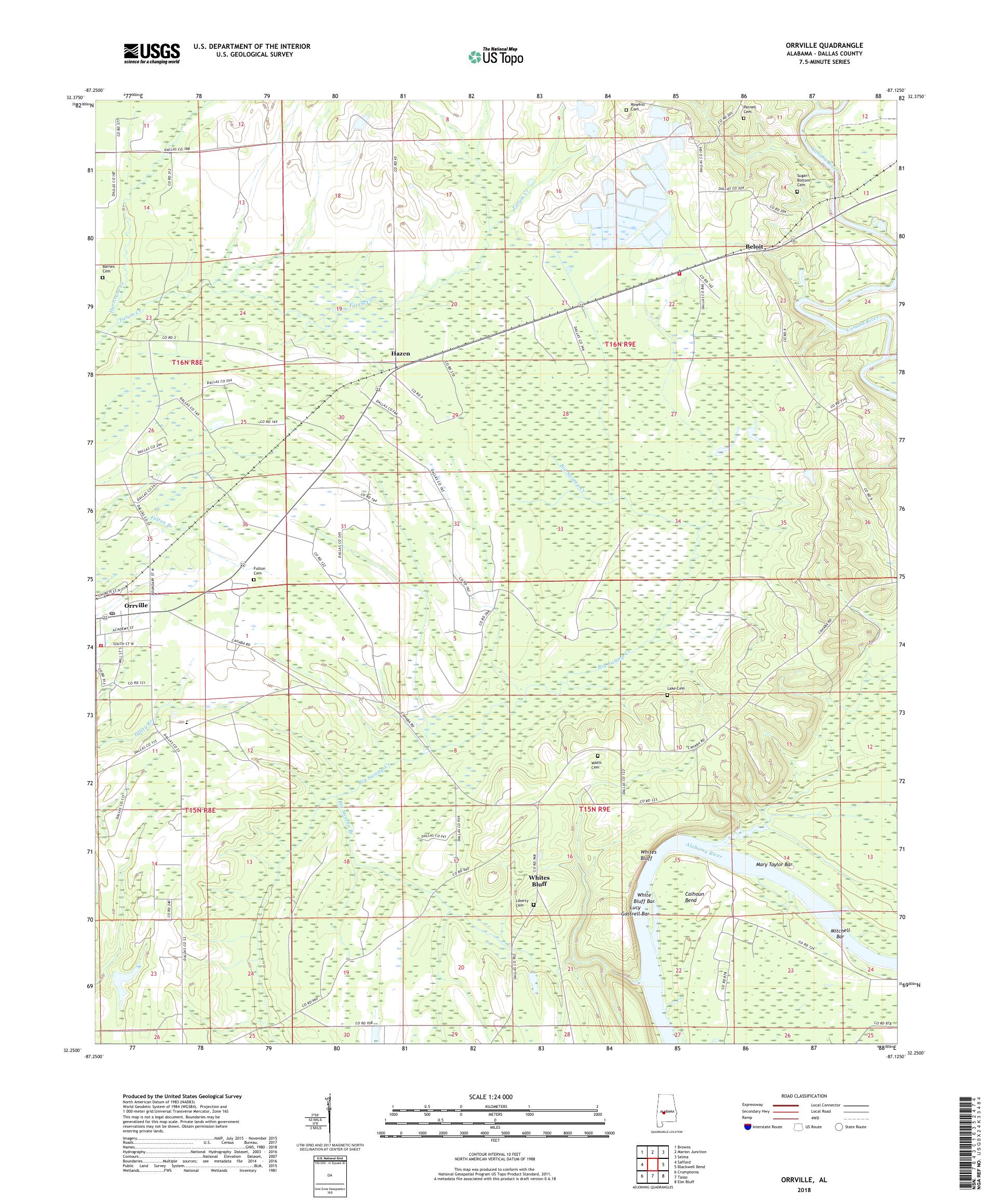 MyTopo Orrville, Alabama USGS Quad Topo Map