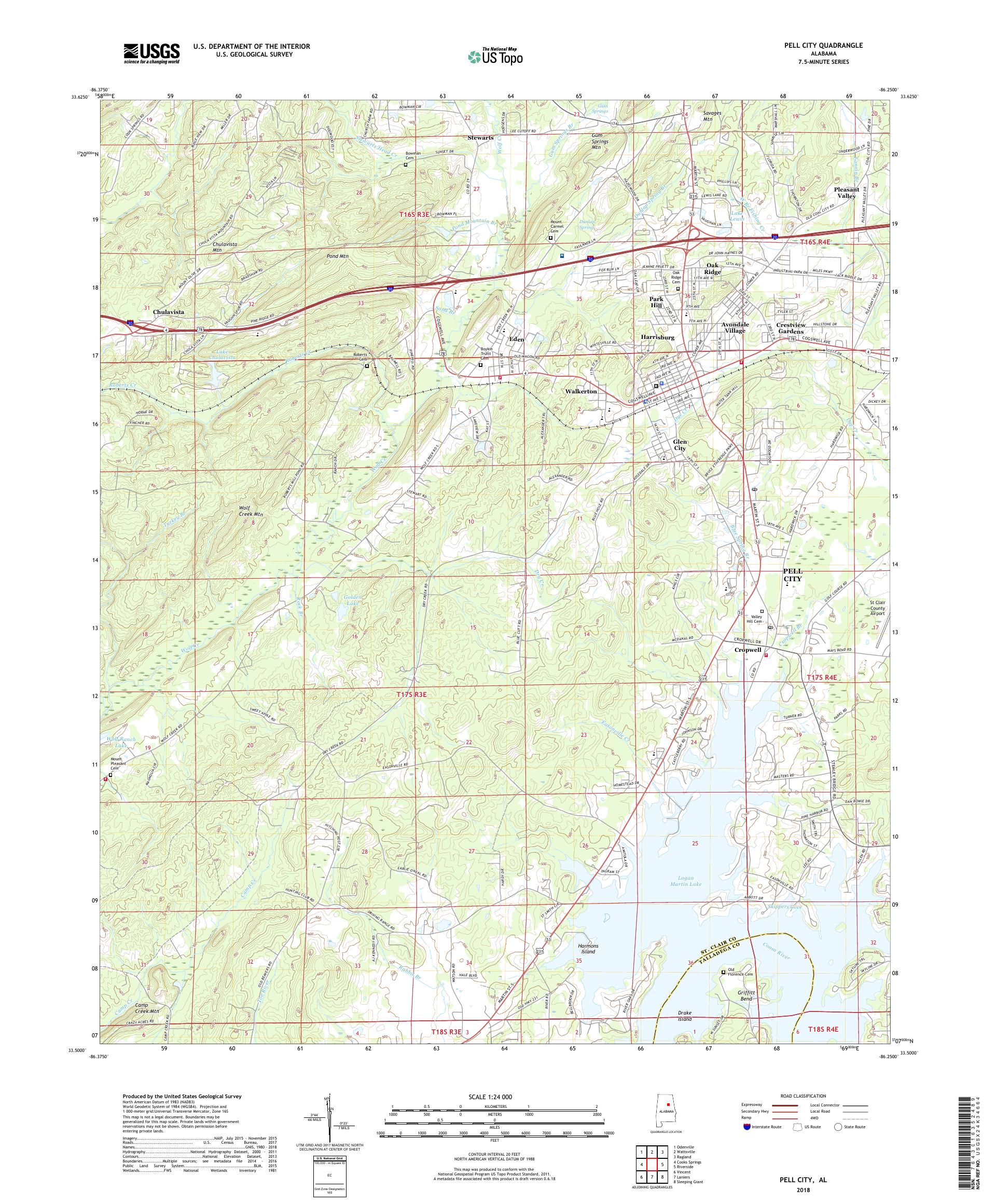 MyTopo Pell City, Alabama USGS Quad Topo Map