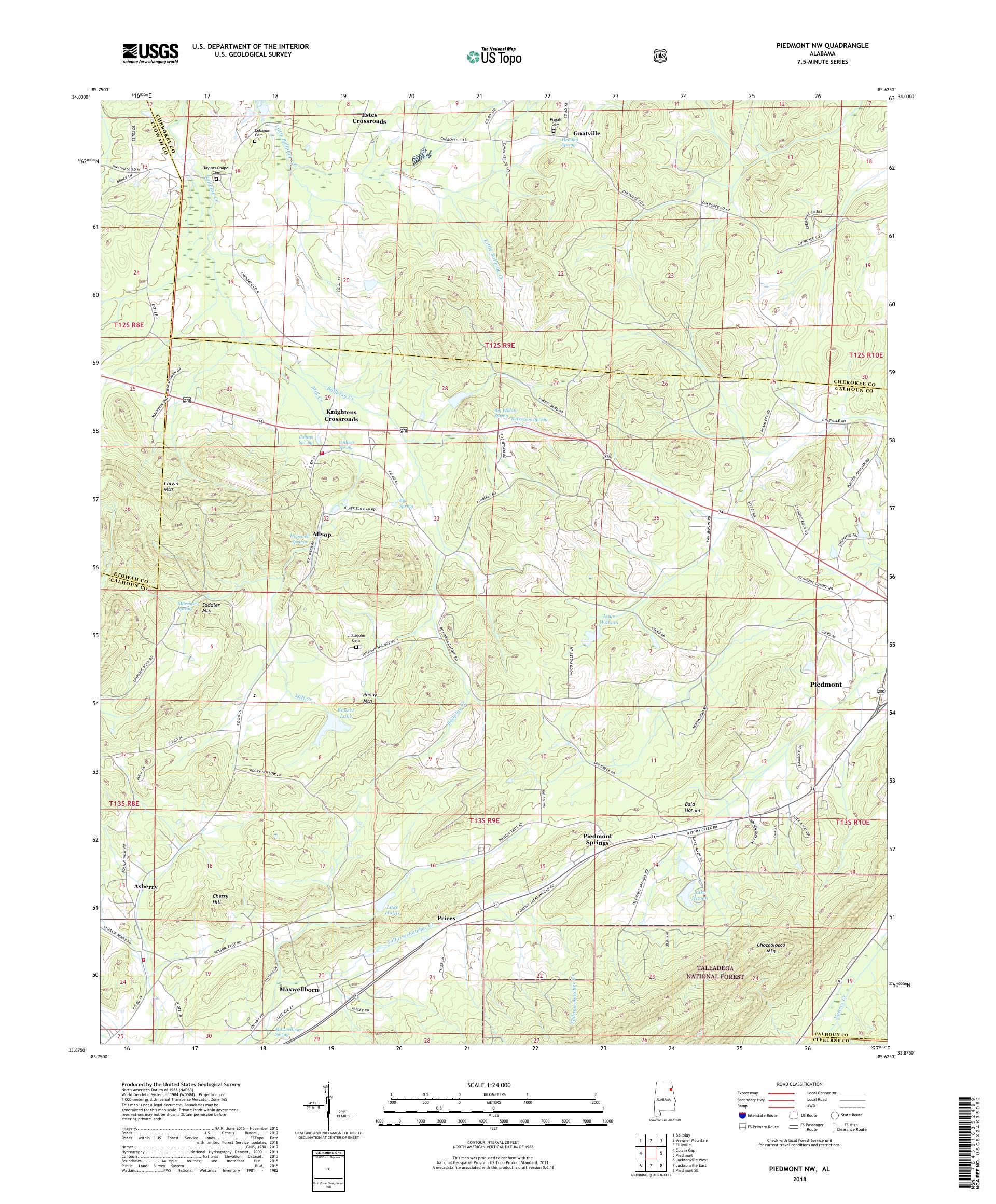MyTopo Piedmont NW, Alabama USGS Quad Topo Map