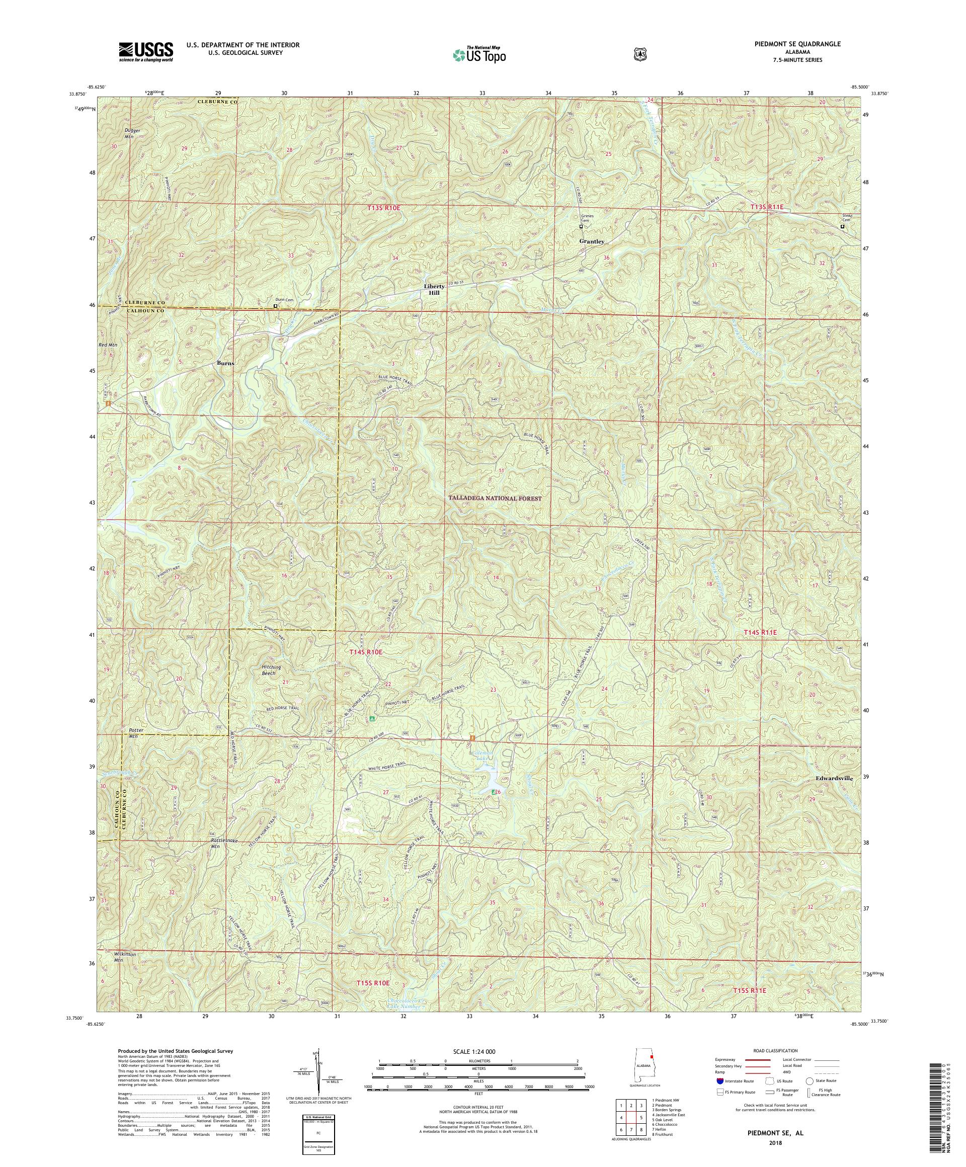 MyTopo Piedmont SE, Alabama USGS Quad Topo Map