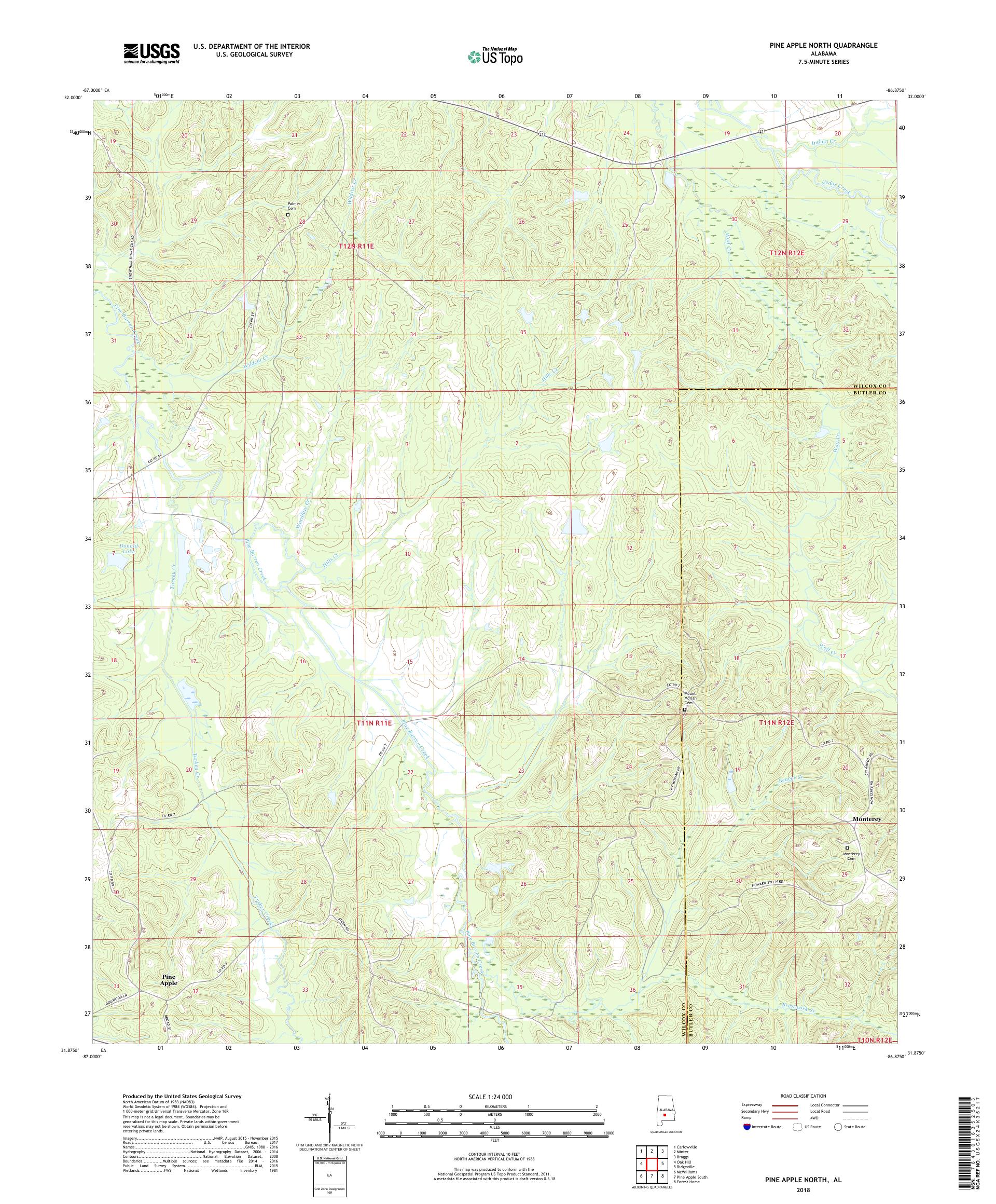 MyTopo Pine Apple North, Alabama USGS Quad Topo Map